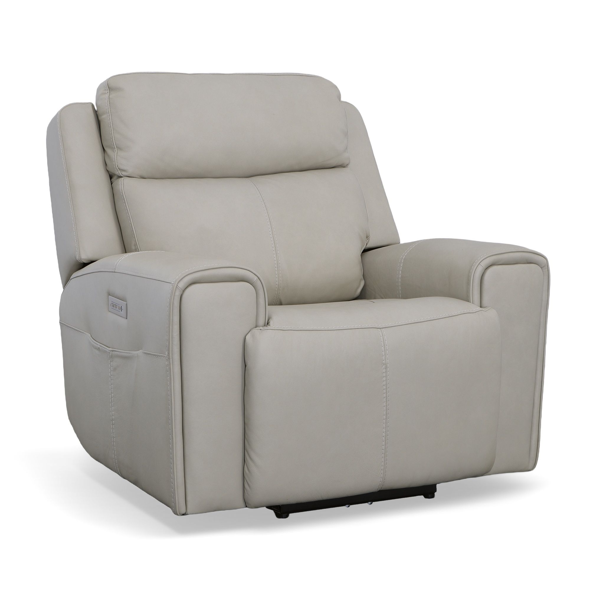 Barnett - Power Recliner With Power Headrest & Lumbar - Timber, light gray