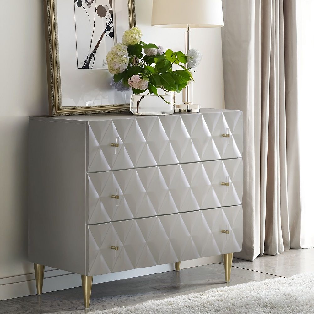 Anson - Console Cabinet - Metallic Silver & Champagne, light gray