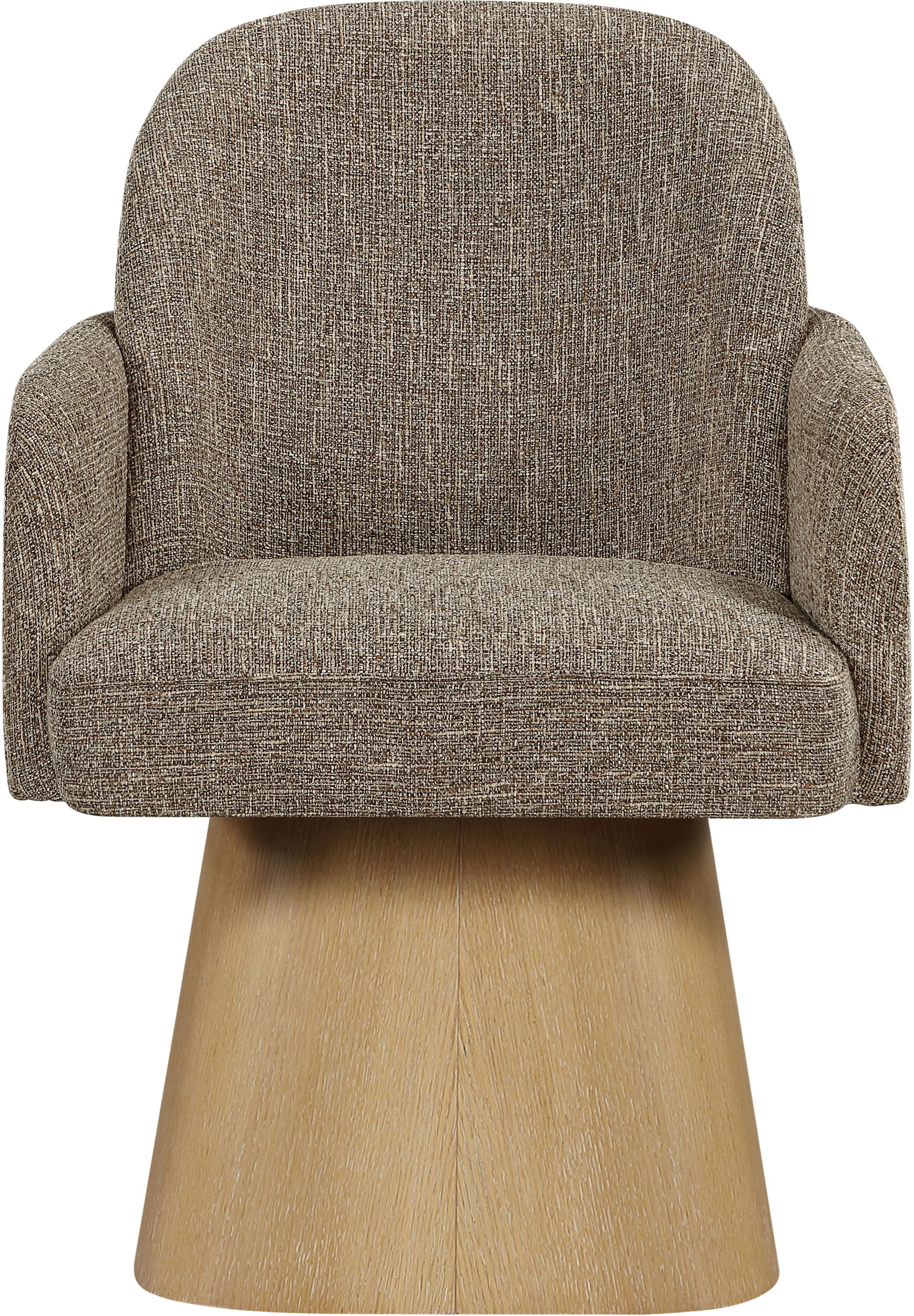 Marlowe - Linen Textured Fabric Upholstered Swivel Dining Arm Chair - Brown
