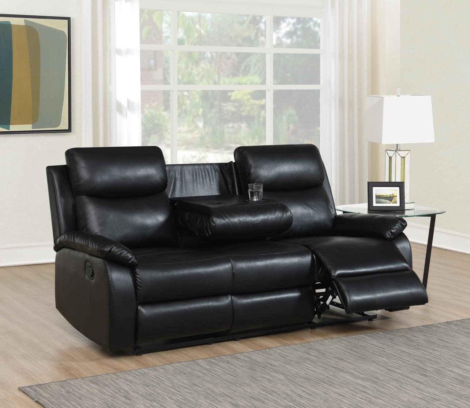 U184 - 2 Piece Living Room Set (Motion Sofa & Motion Loveseat) - Black