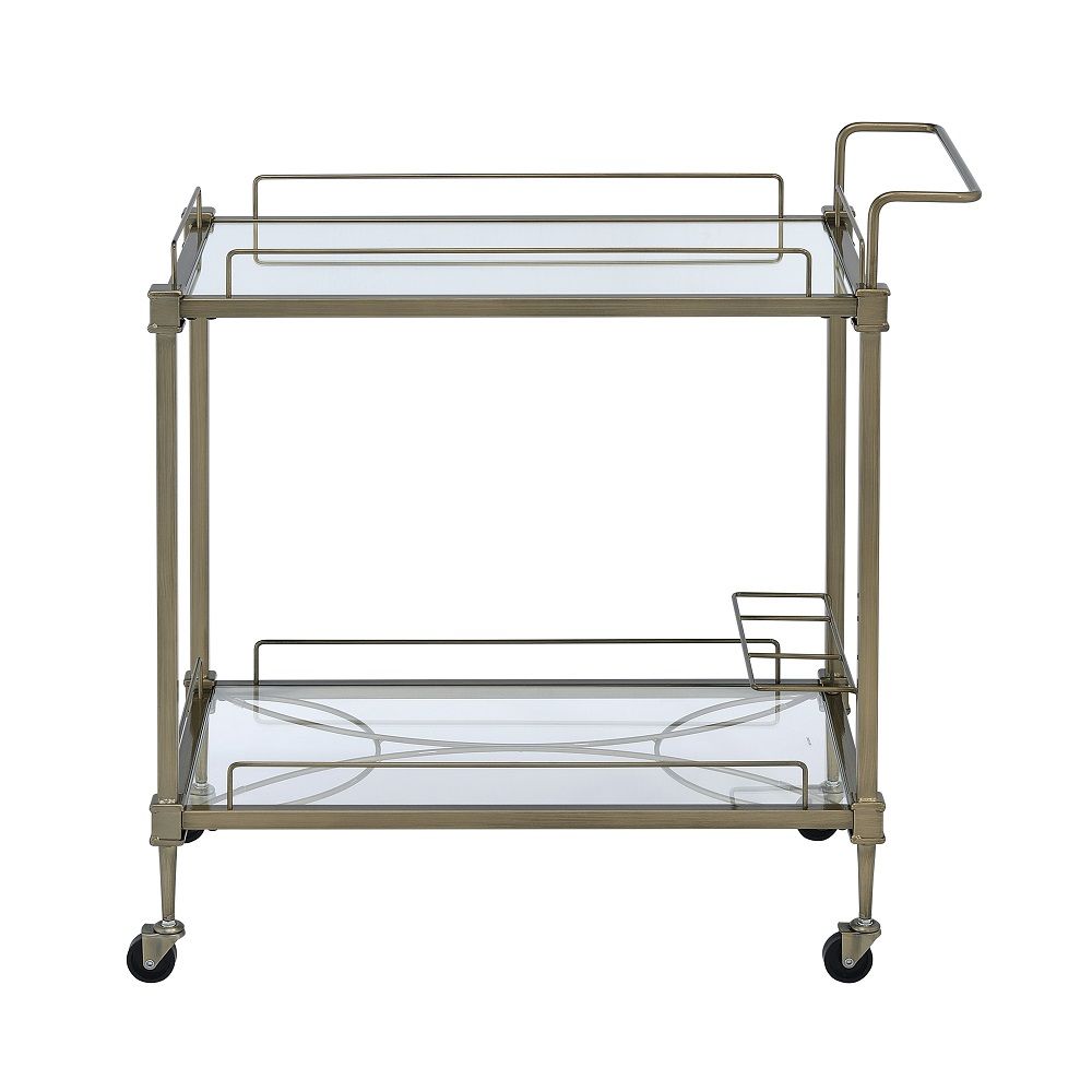 Aditya - Serving Cart - Mirrored & Antique Brass, gold, view 4