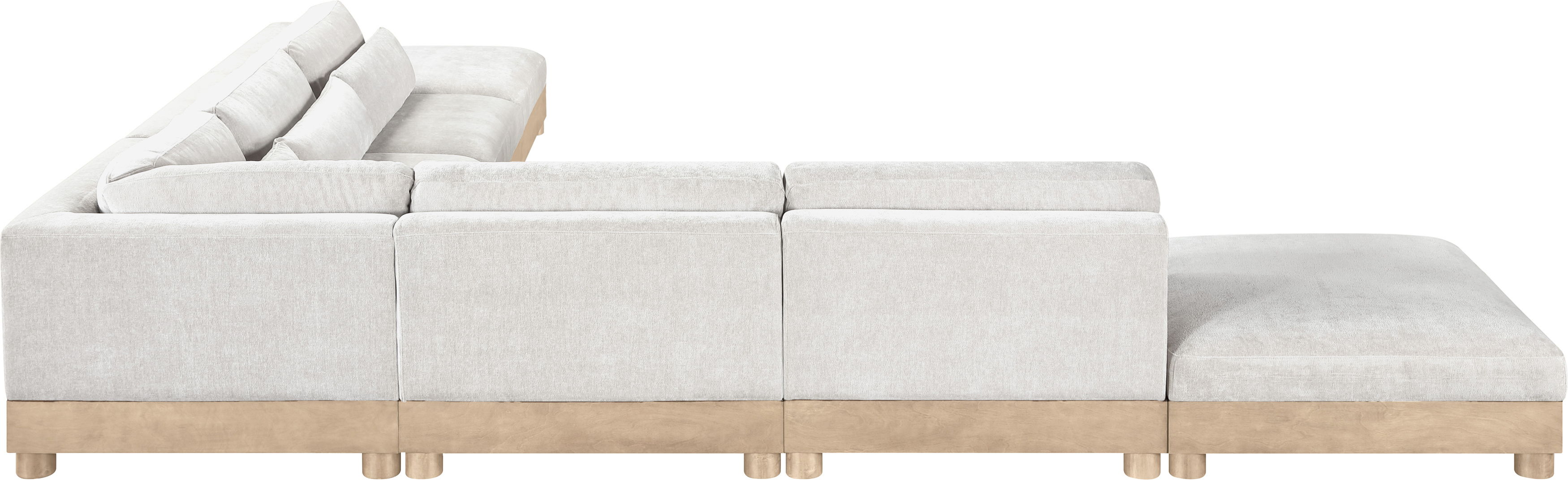 Turin - 160" Chenille Fabric Upholstered 7 Piece Modular Sectional - Cream / Natural Oak