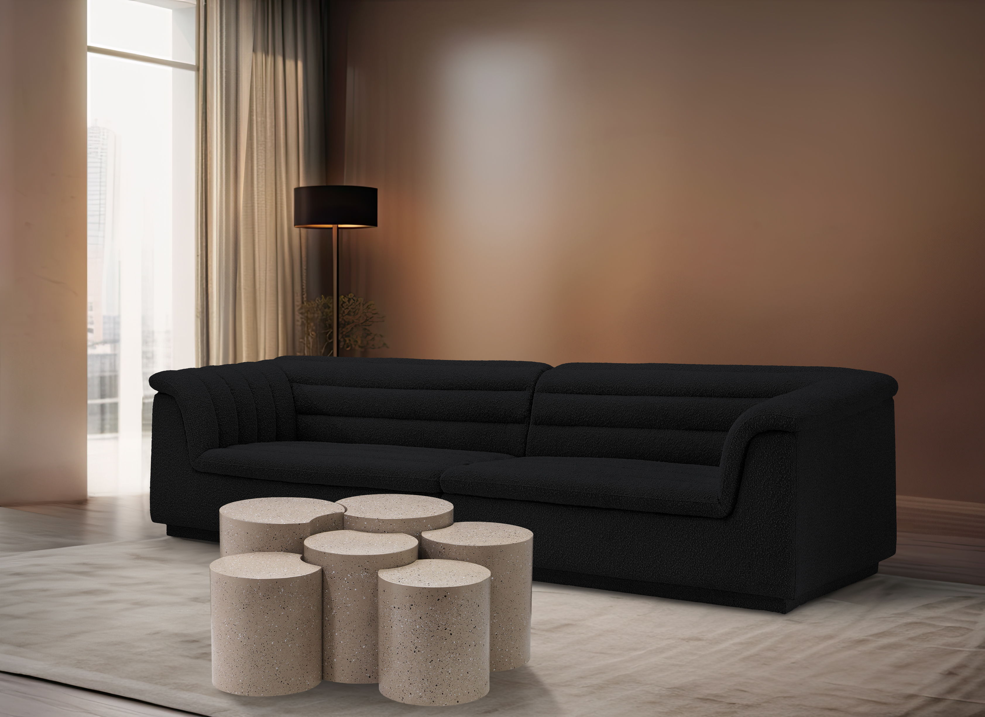 Dimple - 6 Piece Modular Coffee Table - Taupe Terazzo