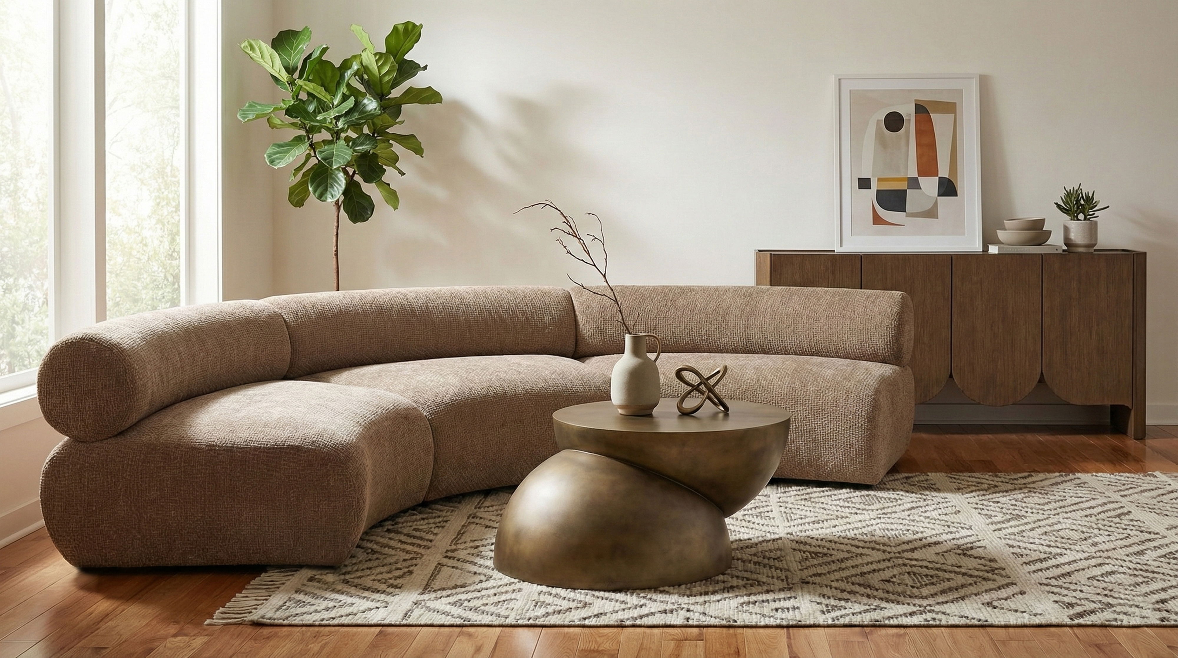 Bale - 152" Chenille Fabric Upholstered 3 Piece Modular Sectional - Brown