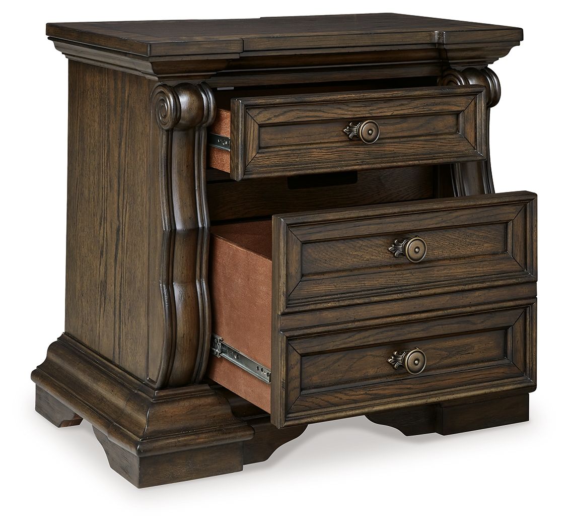 Ashley Furniture Maylee - 8 Pc. - Dresser, Mirror, Chest, King Upholstered Bed, 2 Nightstands - Dark Brown - Image 13