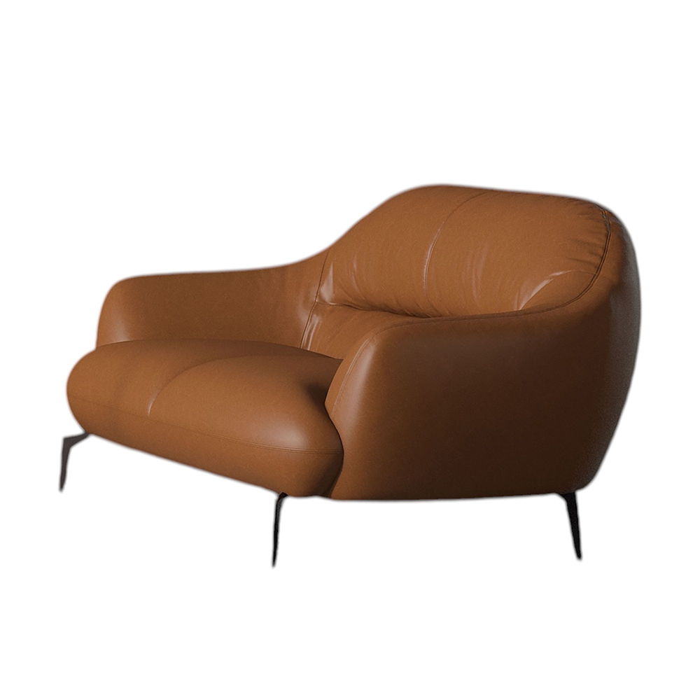 Leonia - Loveseat - Cognac Leather, dark brown, view 4