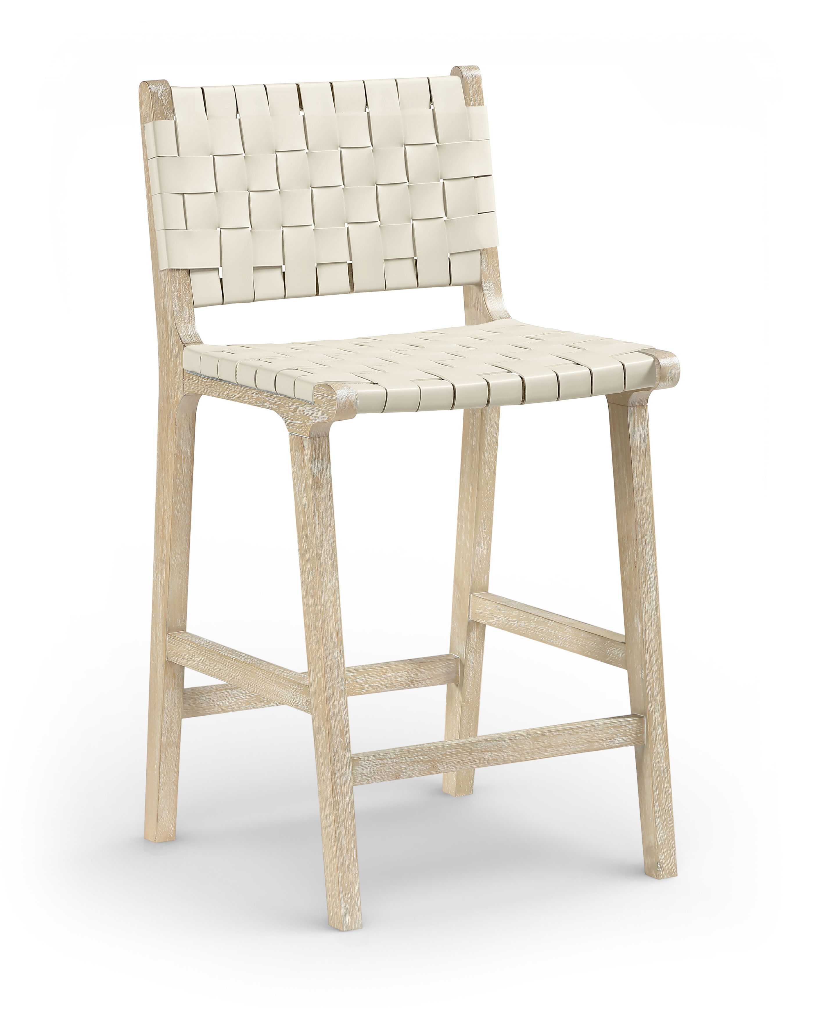 Entwine - Vegan Leather Upholstered Counter Stool - Cream / Painted Natural