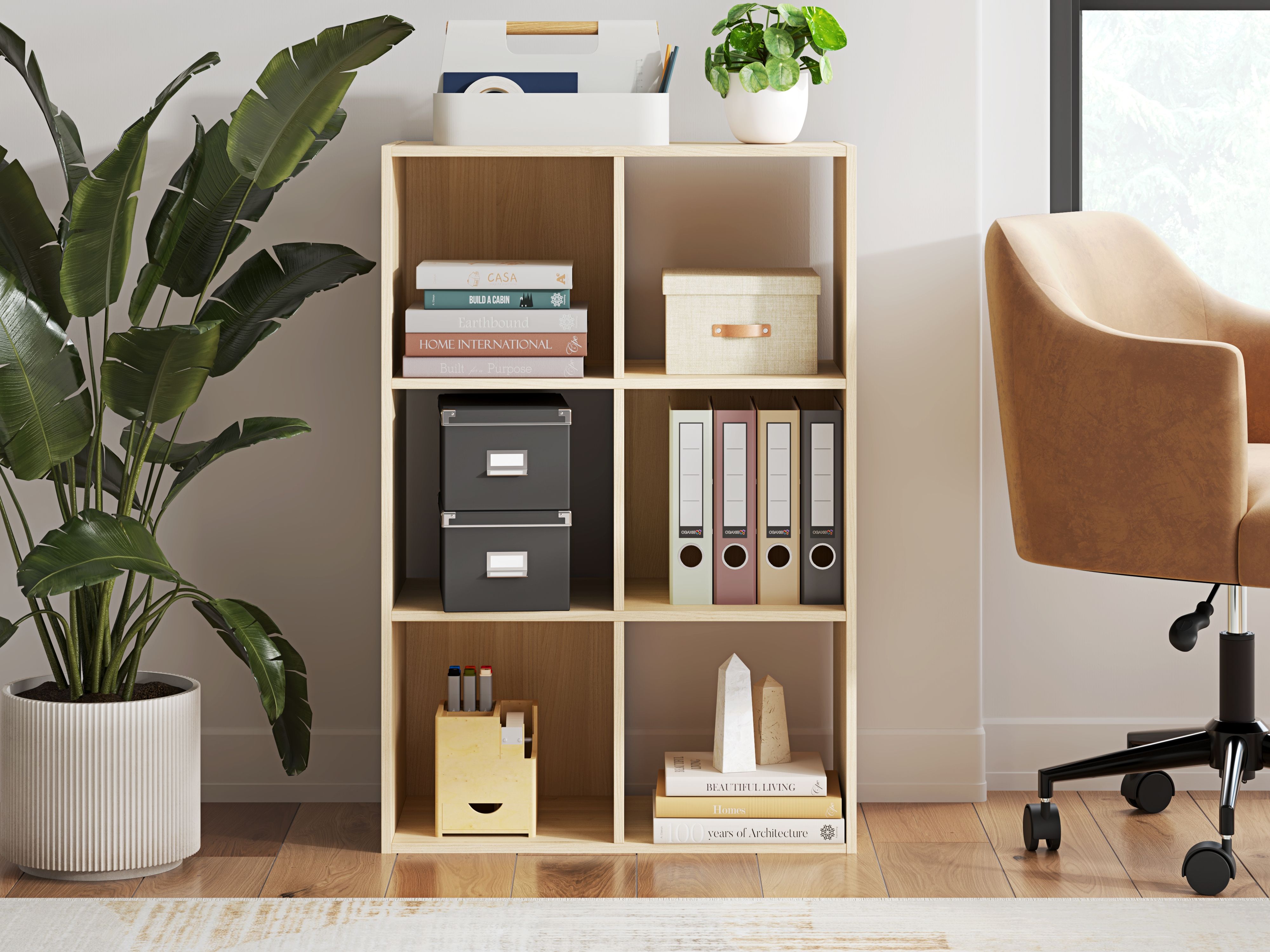 Ashley Furniture Piperton - Six Cube Organizer - Tan - Image 2