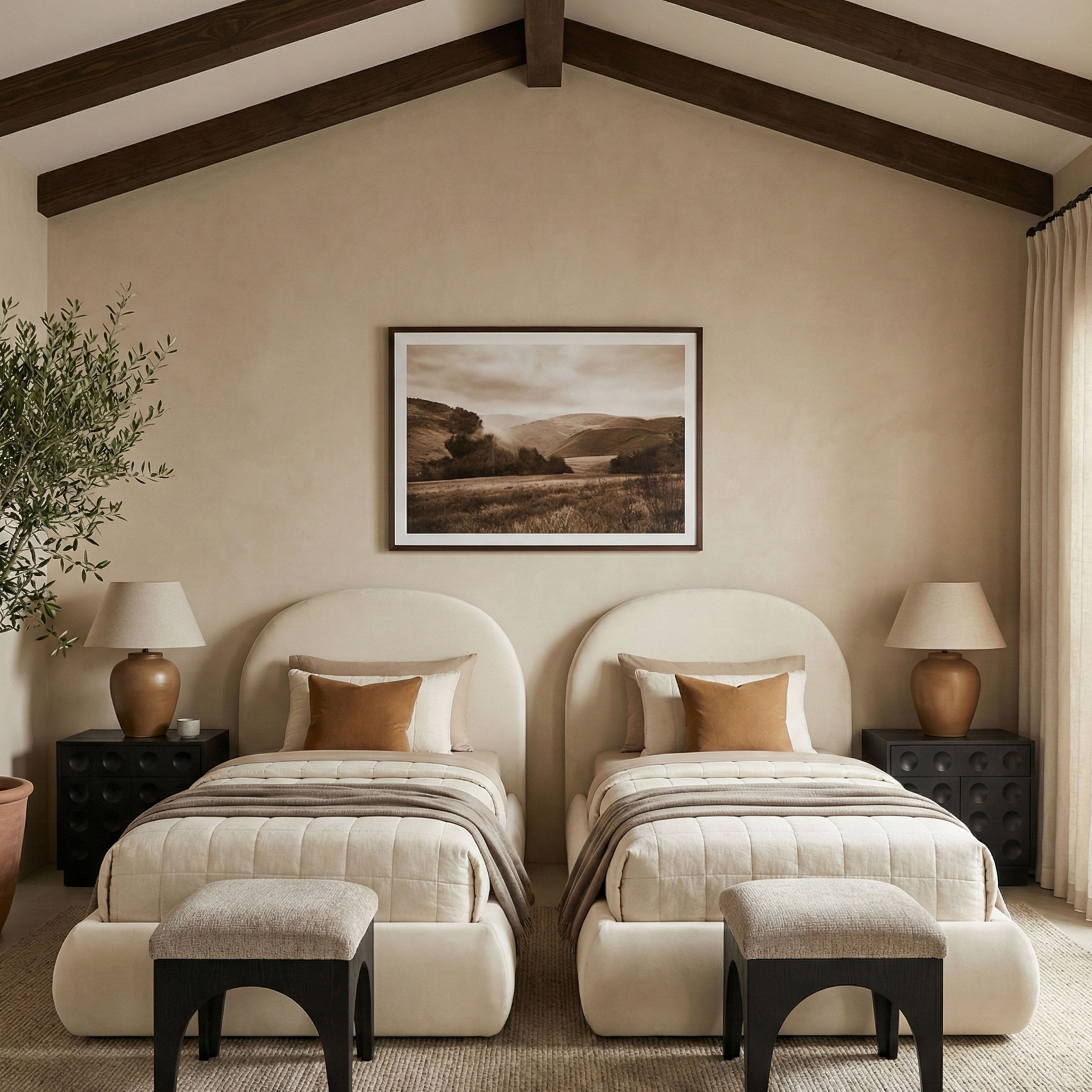 Celine - Upholstered Twin Bed - Cream