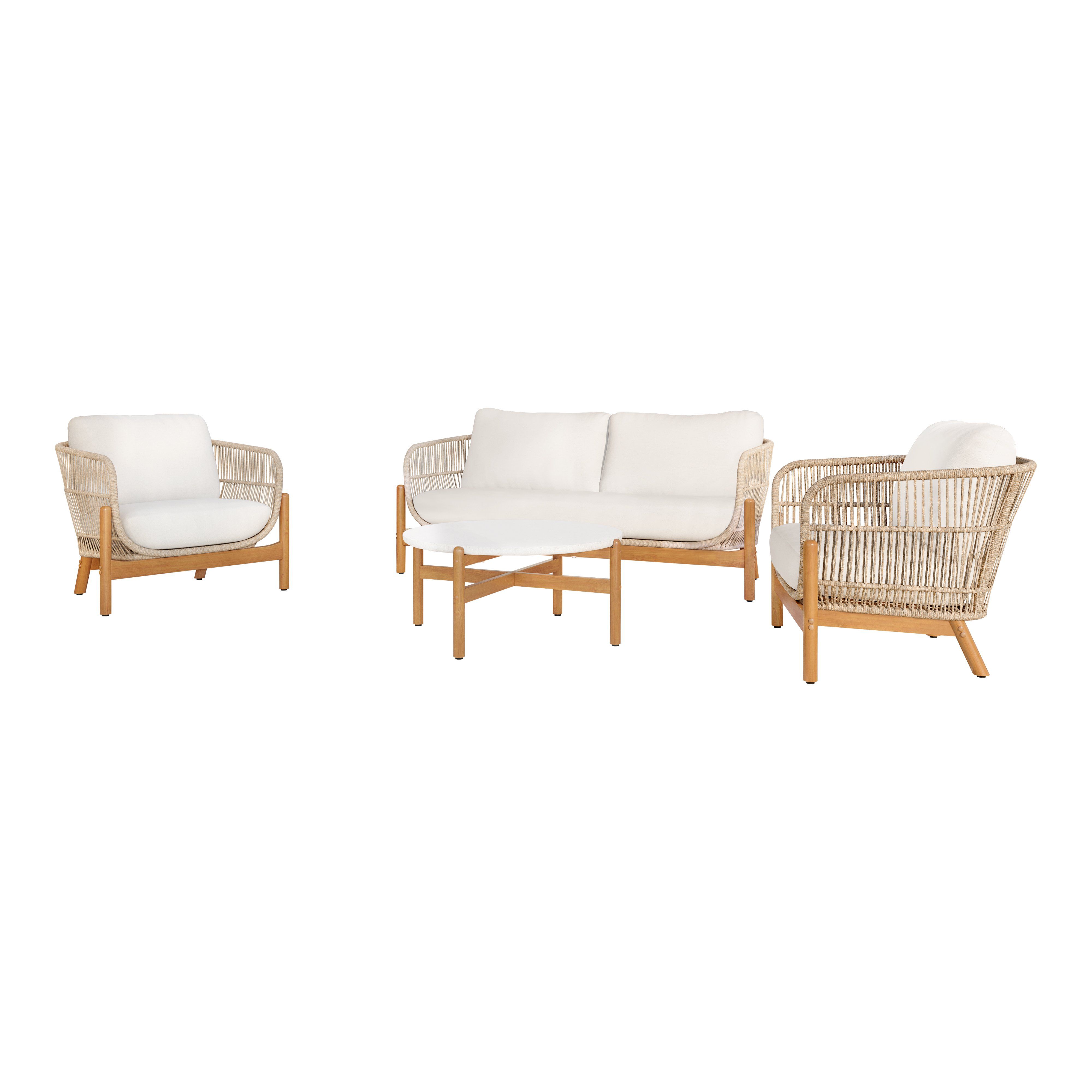 Solstice - 4 Piece Set Loveseat & 2 Chairs & Coffee Table - Beige