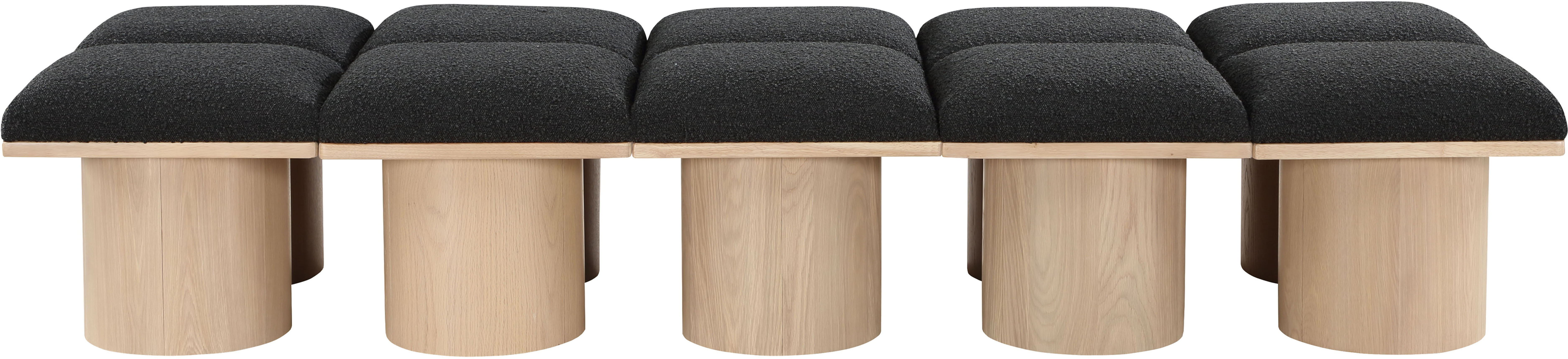 Pavilion - 90" 10 Piece Modular Bench With Natural Base - Black