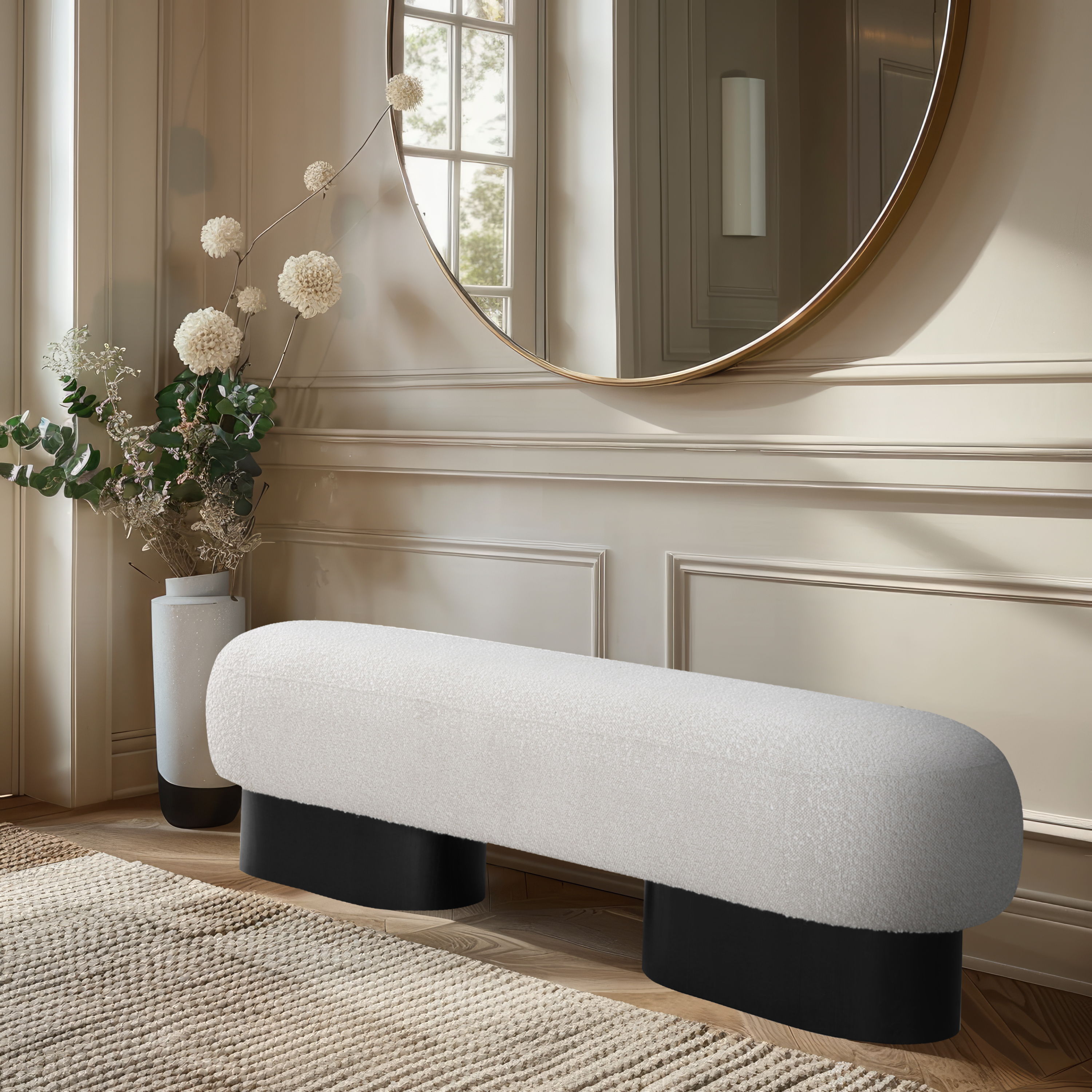 Robertson - Bench With Black Base - Cream