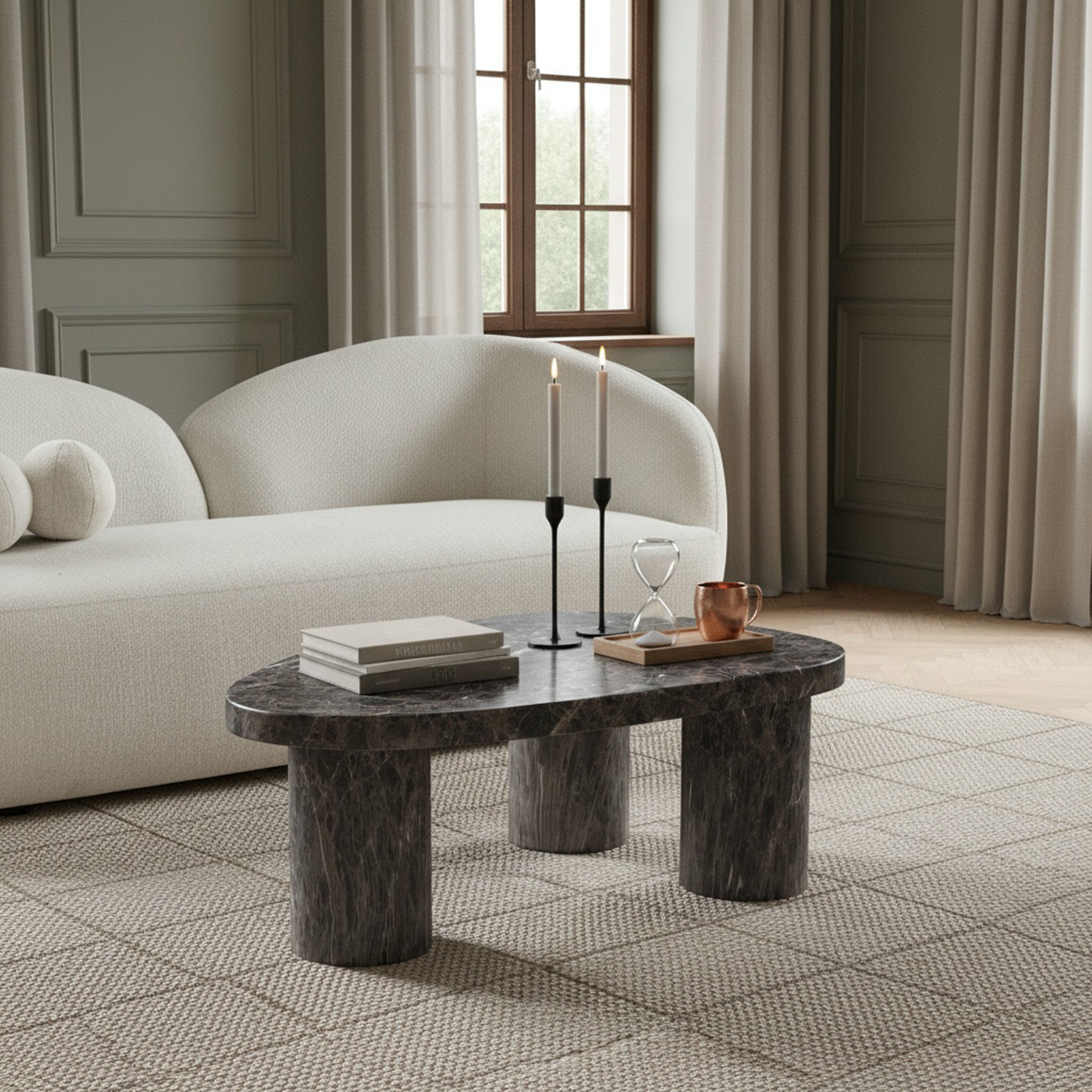 Teramo - 15" Concrete Indoor / Outdoor Coffee Table - Brown
