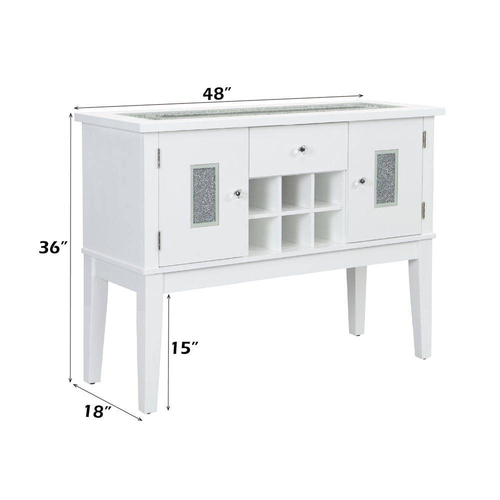Elizaveta - Server - Faux Crystal Diamonds & White High Gloss, white, view 5