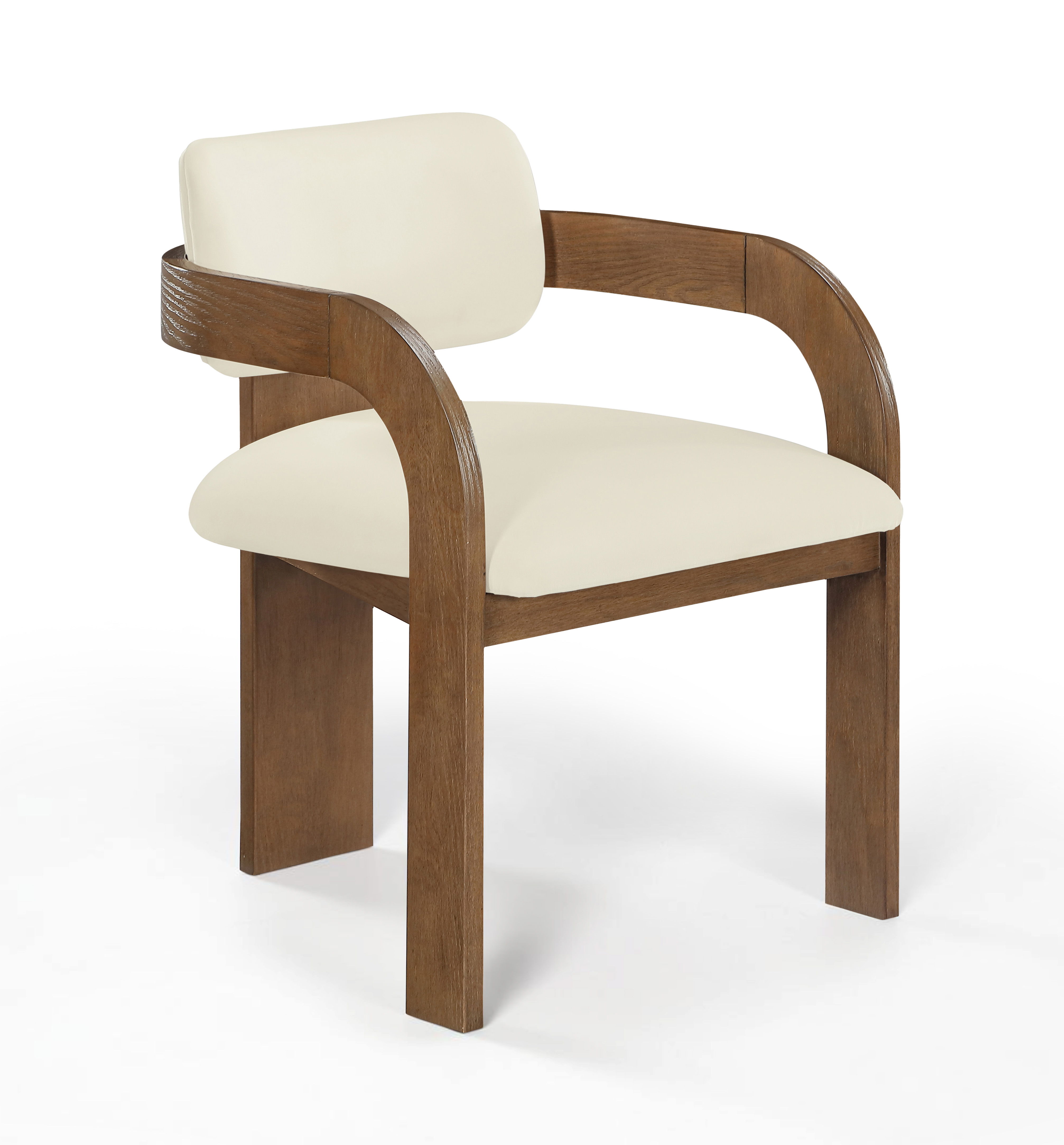 Cedra - Velvet Performance Fabric Upholstered Dining Chair (Set of 2) - Cream / Brown