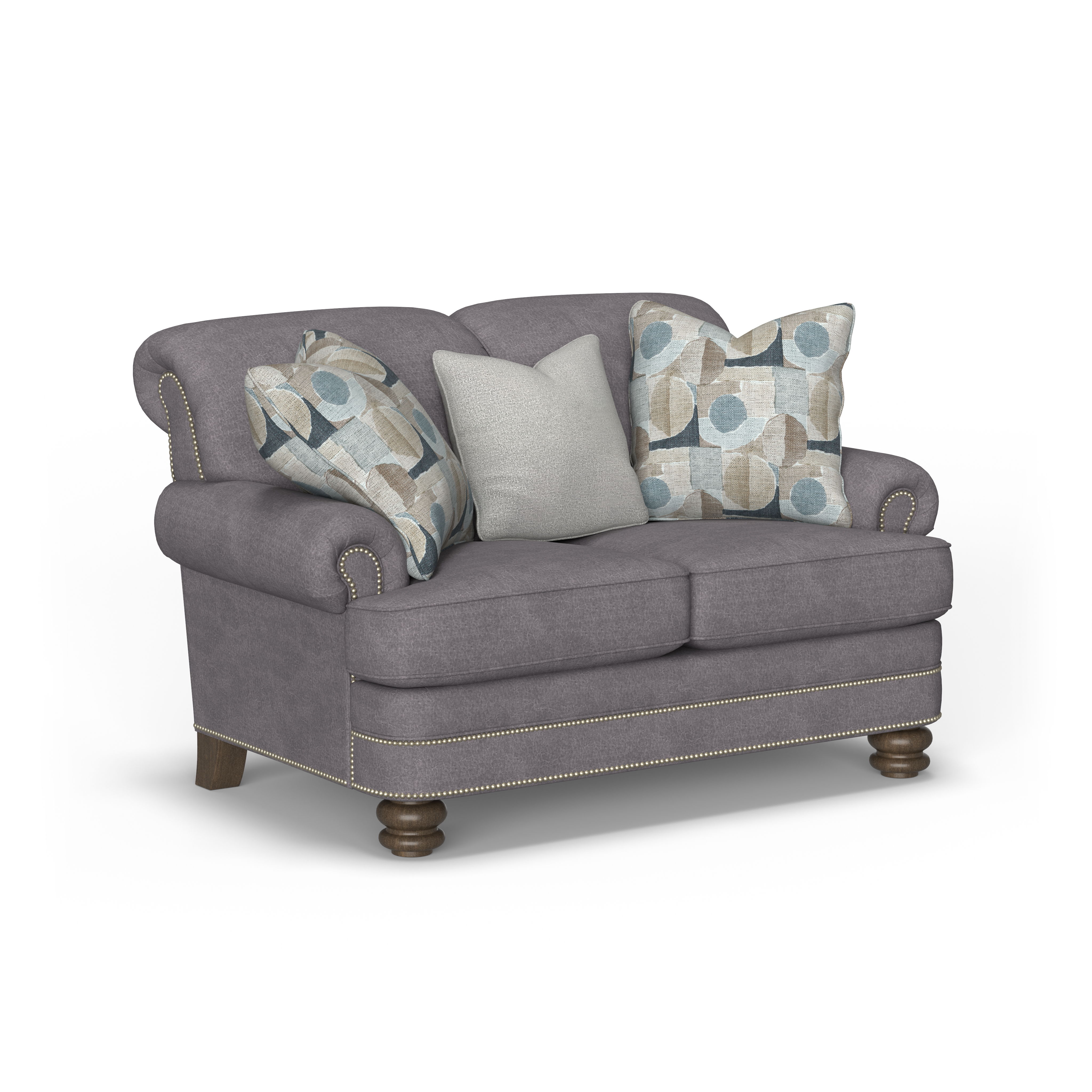 Bay Bridge - Fabric Loveseat, Nailhead Trim, light gray, view 2