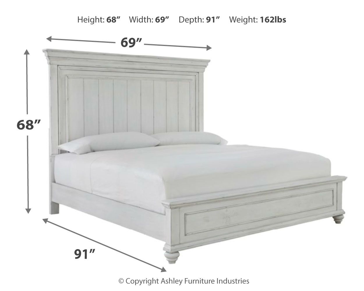 Ashley Furniture Kanwyn - Queen Panel Bed - Whitewash - Image 13