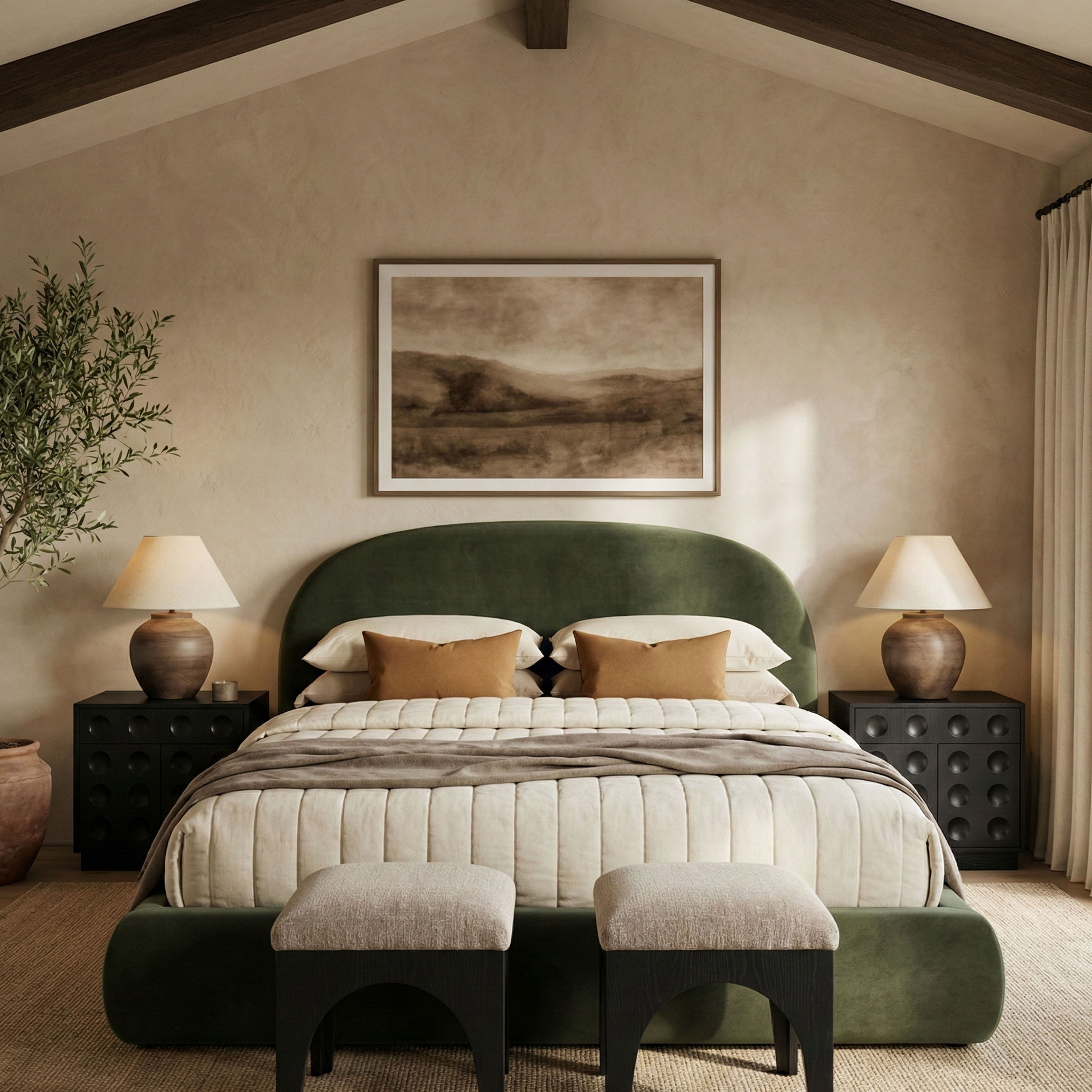 Celine - Upholstered Full Bed - Green