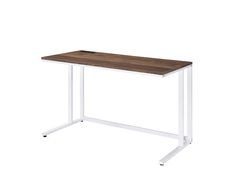 Tyrese - Writing Desk With USB - Walnut & White, white