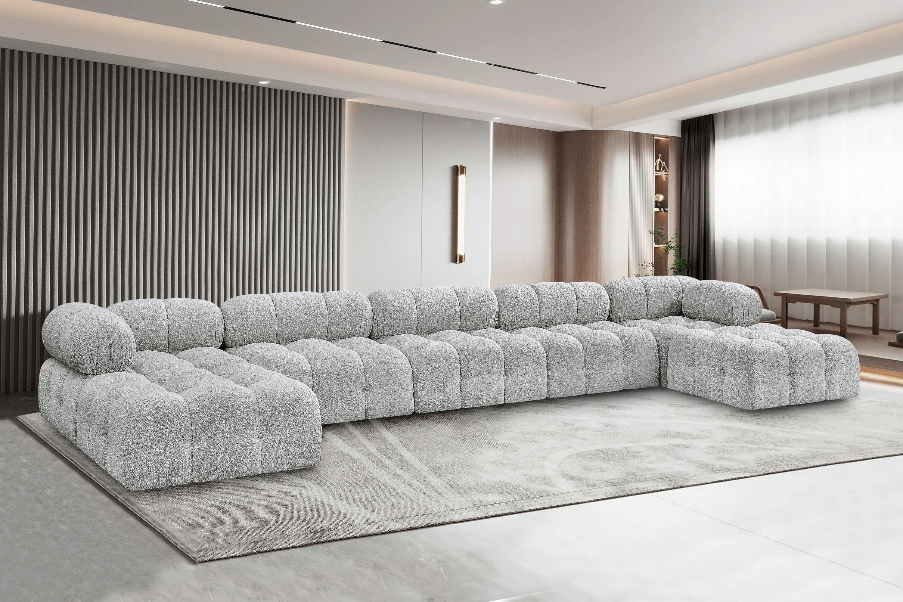 Ames - 7 Piece Fabric Modular U-Shaped Sectional - Gray