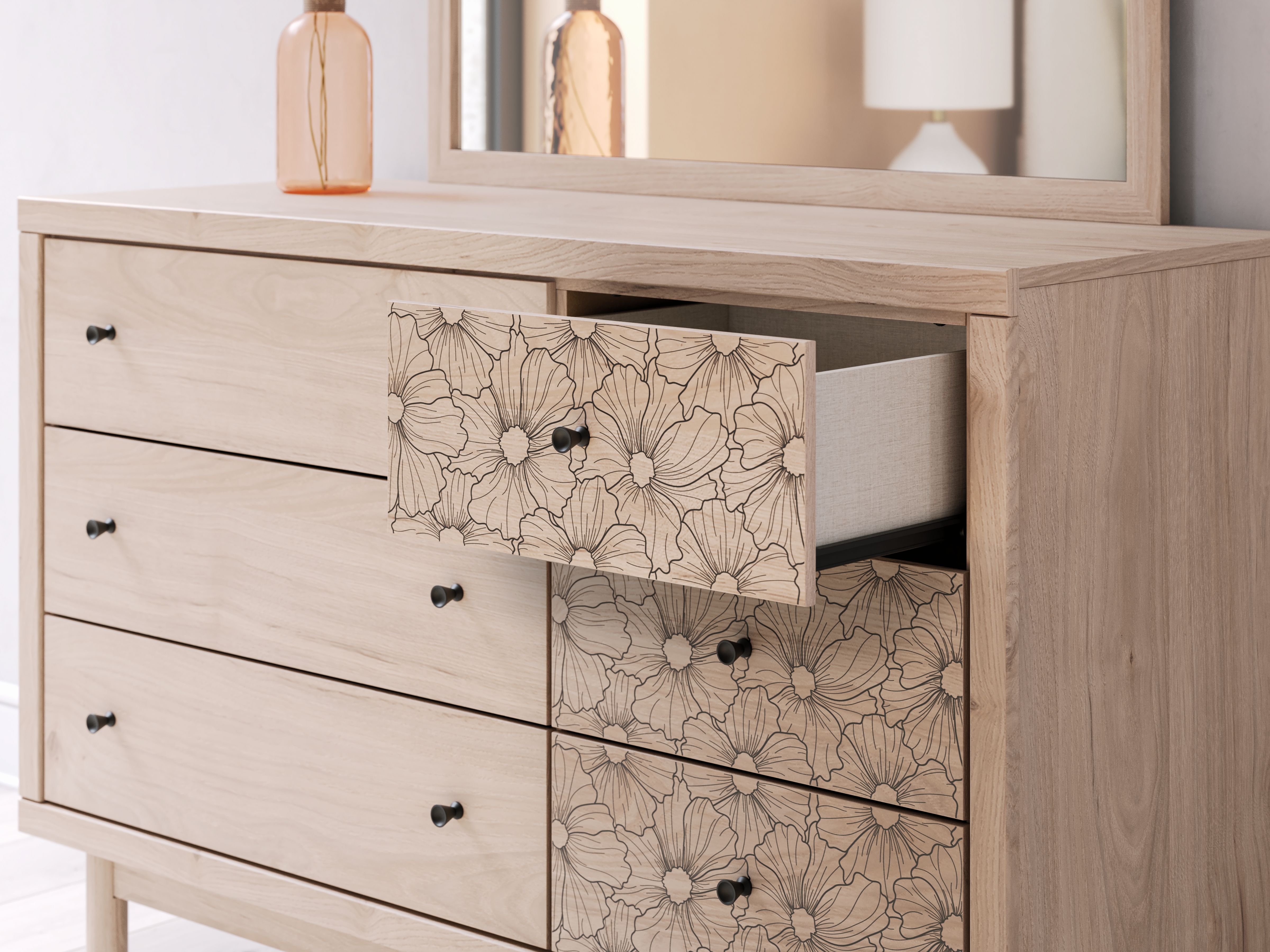 Ashley Furniture Arloster - Dresser And Mirror - Tan - Image 10