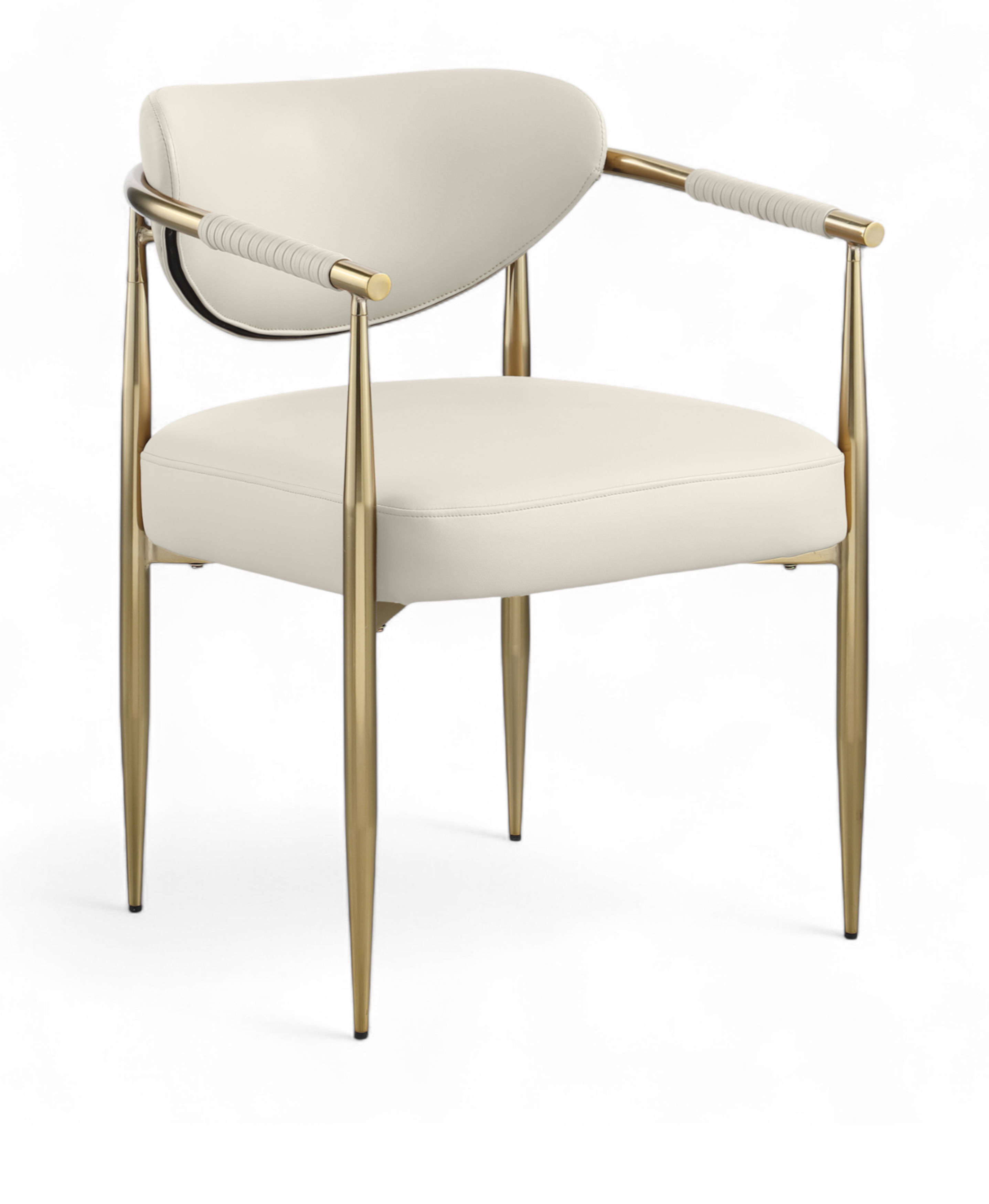 Virella - Vegan Leather Upholstered Dining Chair With Gold Base (Set of 2) - Cream