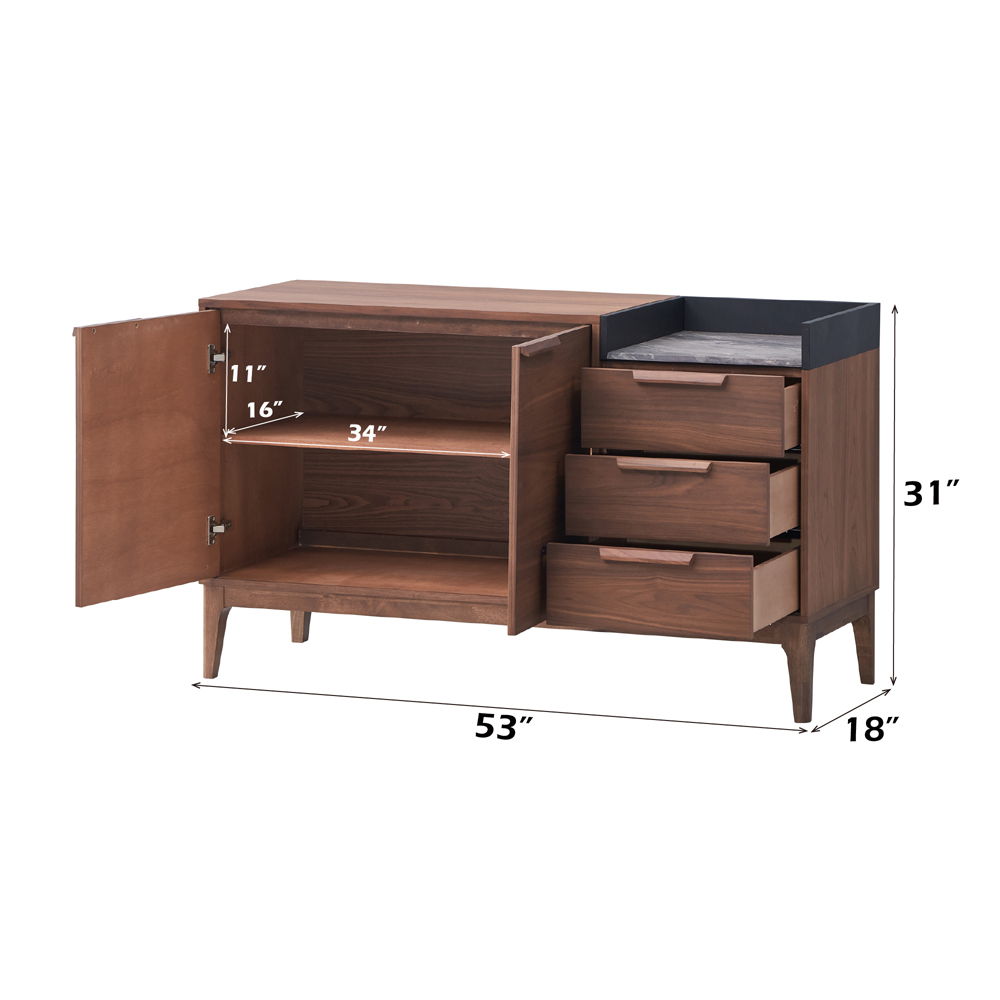 Bevis - Server - Green Fabric & Walnut, dark brown, view 5