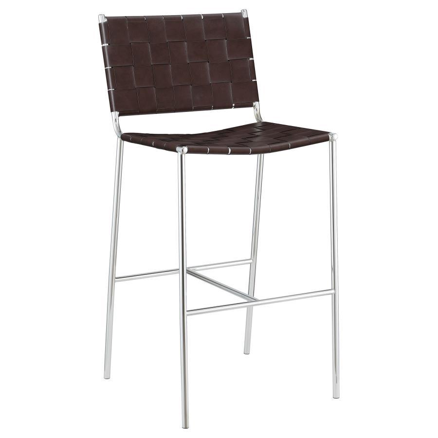 Adelaide - Upholstered Pub Height Bar Stool - Brown And Chrome Image