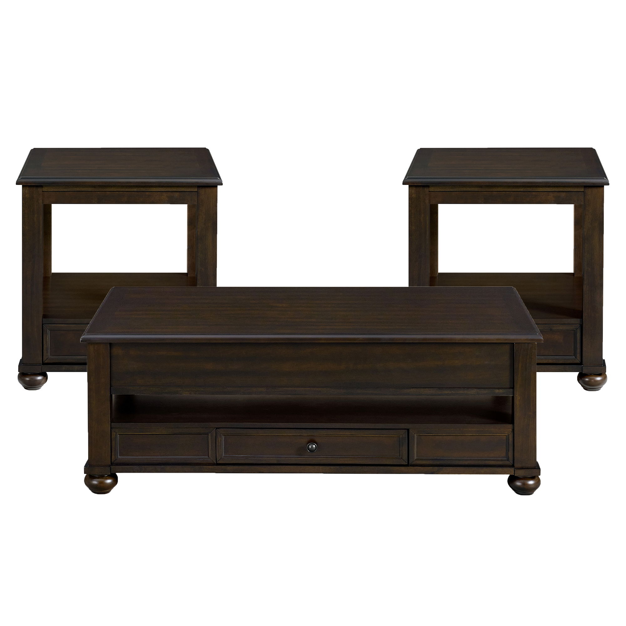 Wagner - 3 Piece Occasional Table Set (Rectangular Lift-Top Coffee Table & Two End Table) - Cherry
