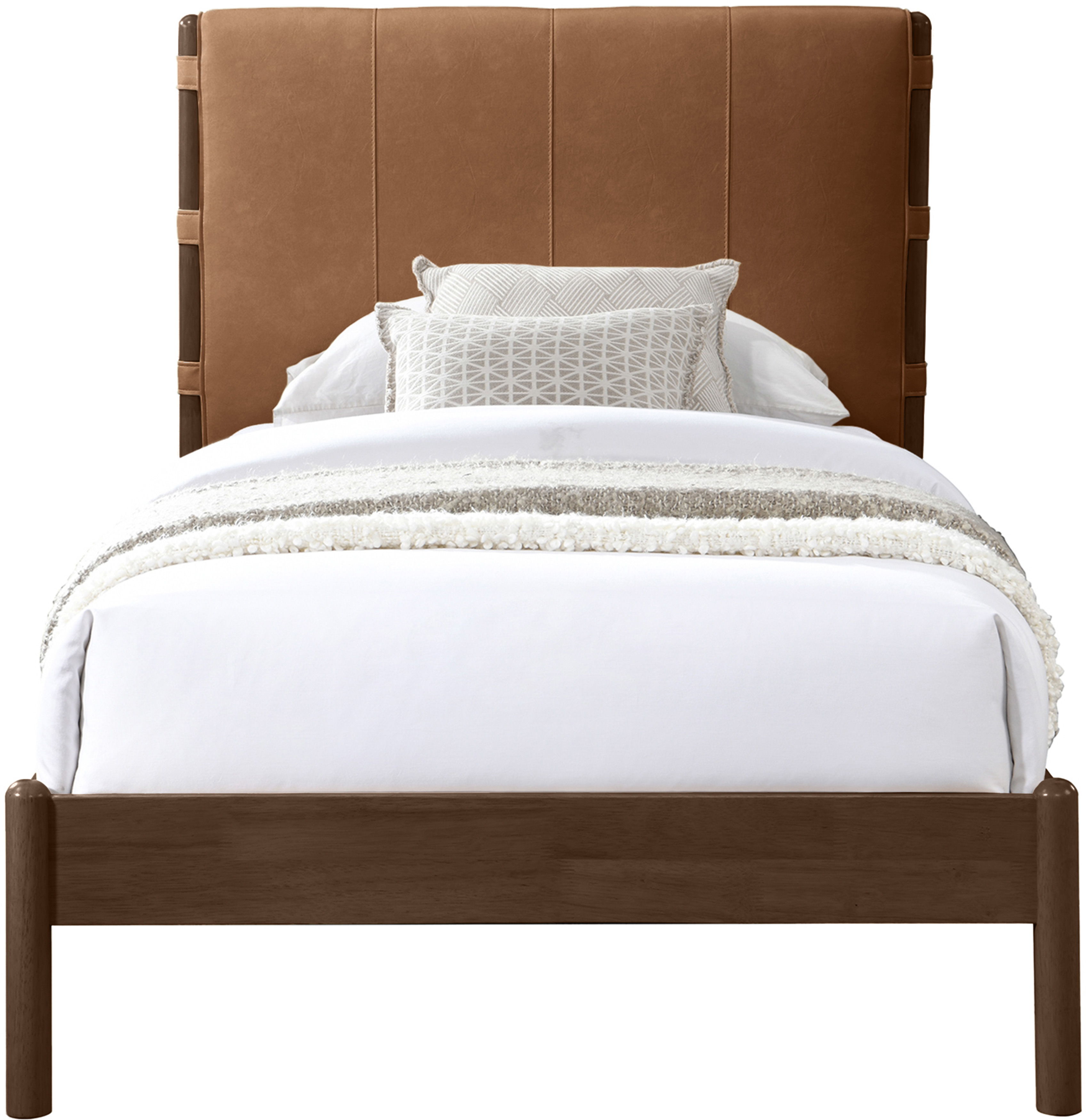 Arielle - Vegan Leather Upholstered Twin Bed - Cognac
