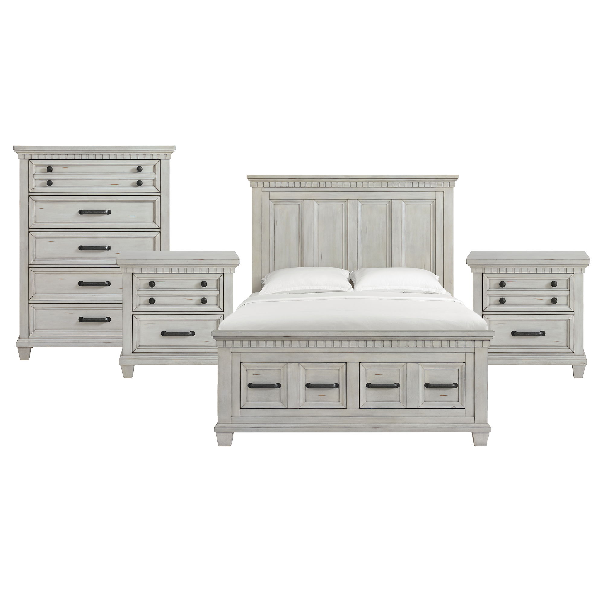 Queen · 4 Pc · Bedroom Set With 2 Nightstands & Chest
