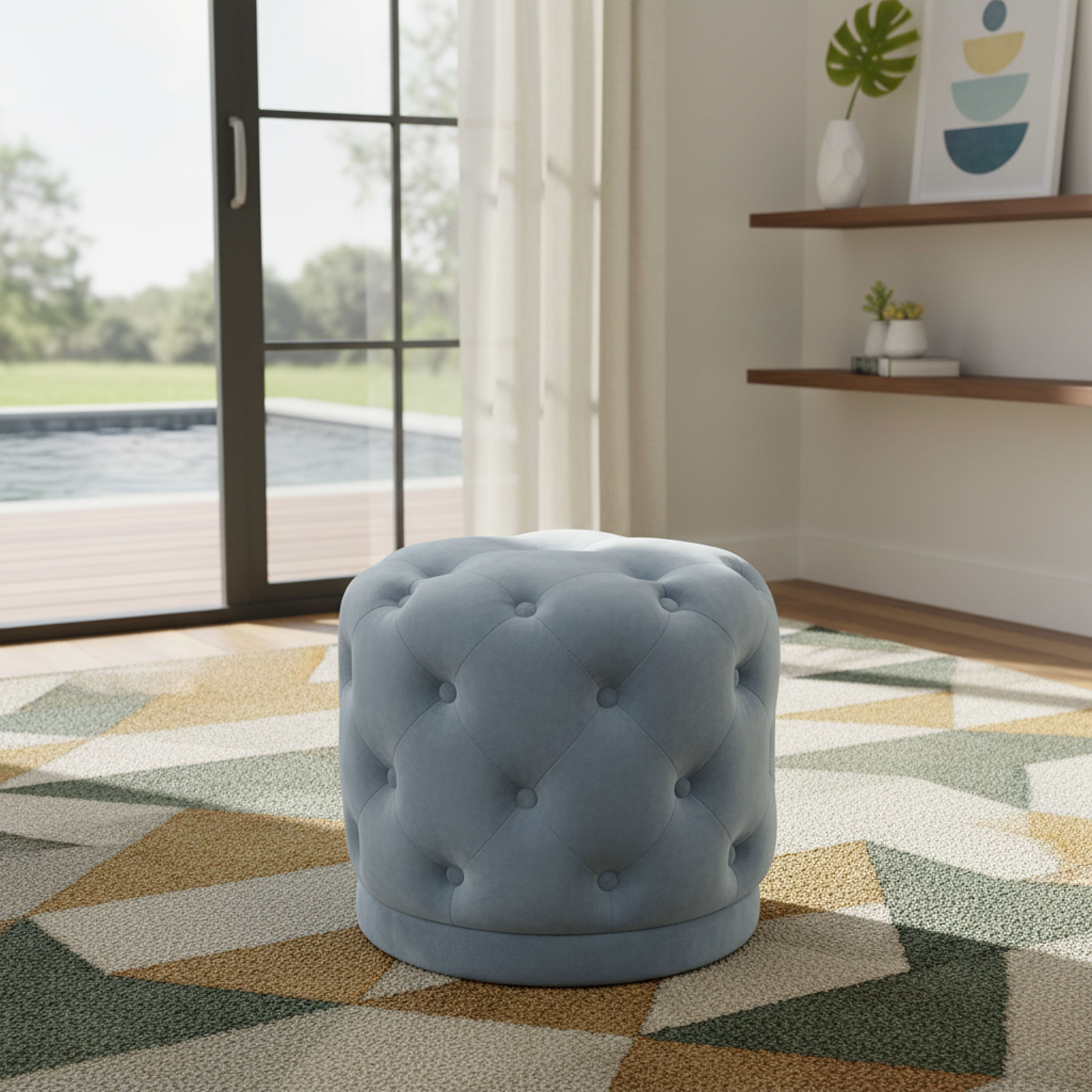 Harper - Ottoman / Stool - Sky Blue