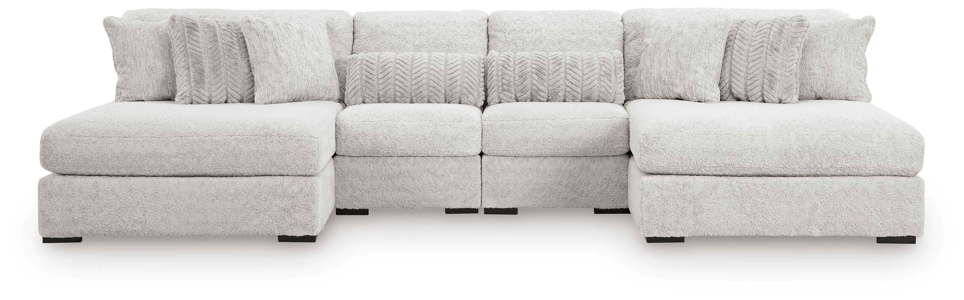 Ashley Furniture Cuddle Plush - 4-Piece Sectional With 2 Armless Chaises - Arctic - Image 4