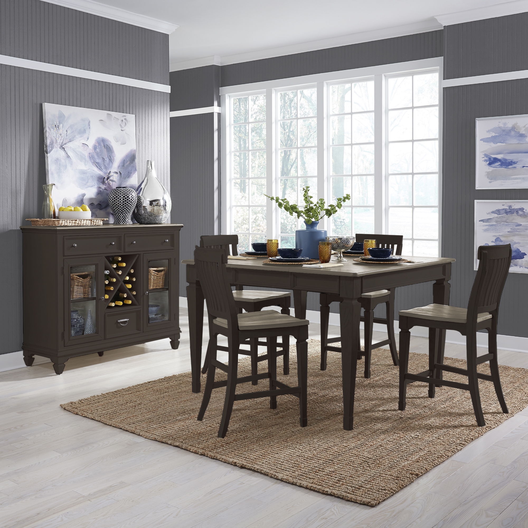 Liberty Furniture Allyson Park - 5 Piece Gathering Table Set - Dark Brown