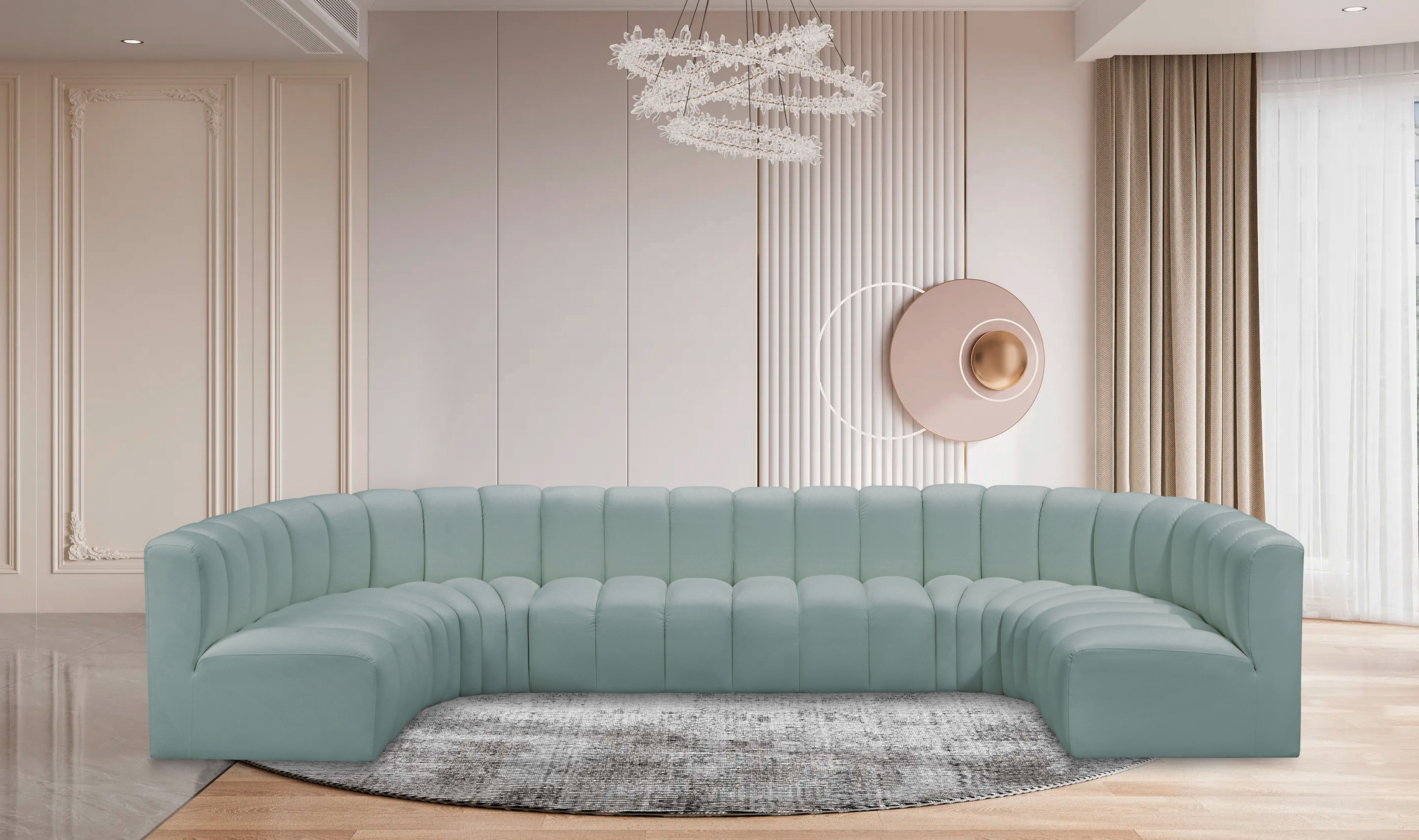 Arc - Faux Leather Modular U-Shaped Sofa - Green
