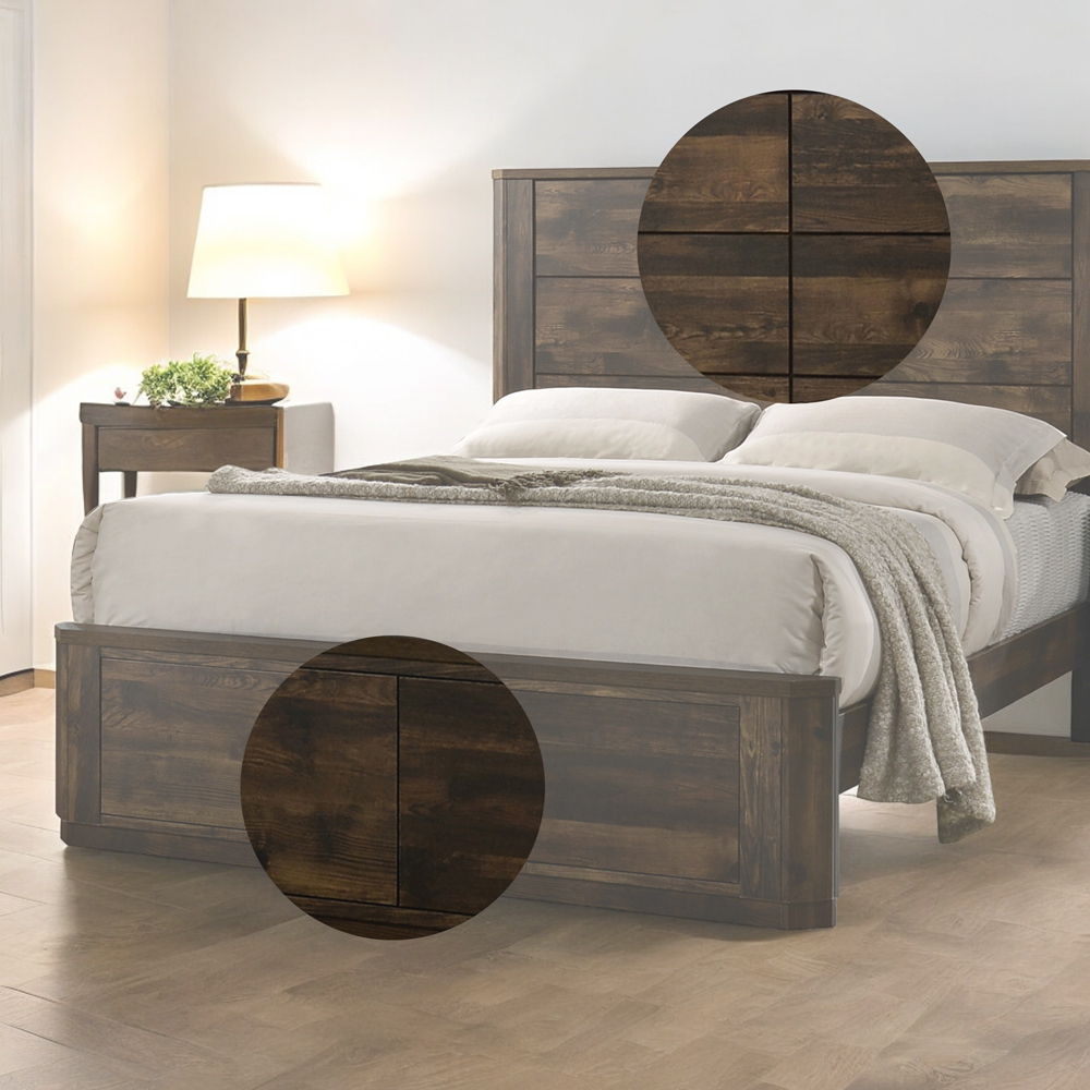 Elettra - Queen Bed - Rustic Walnut, dark brown, view 3