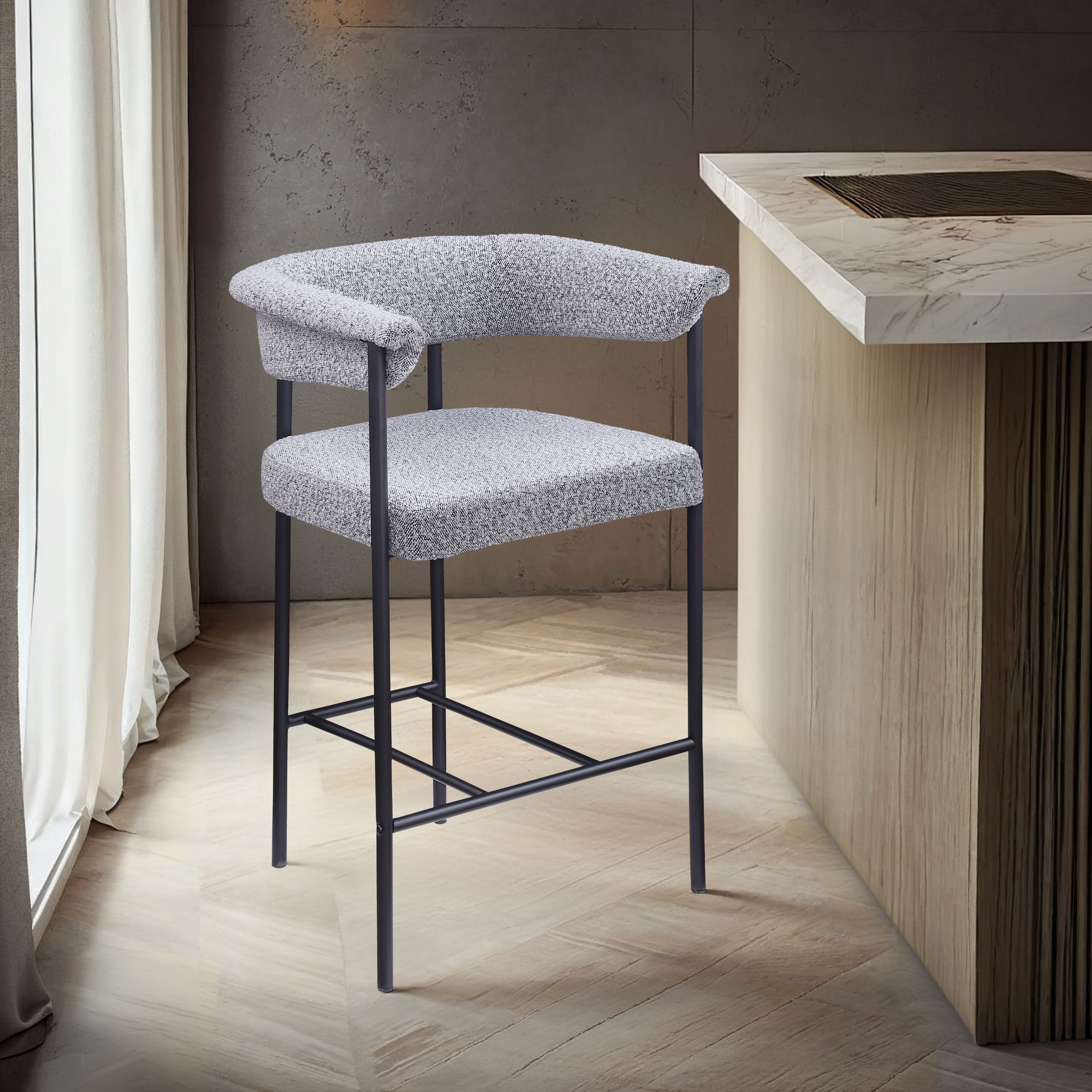 Malin - Boucle Counter Stool (Set of 2) - Gray