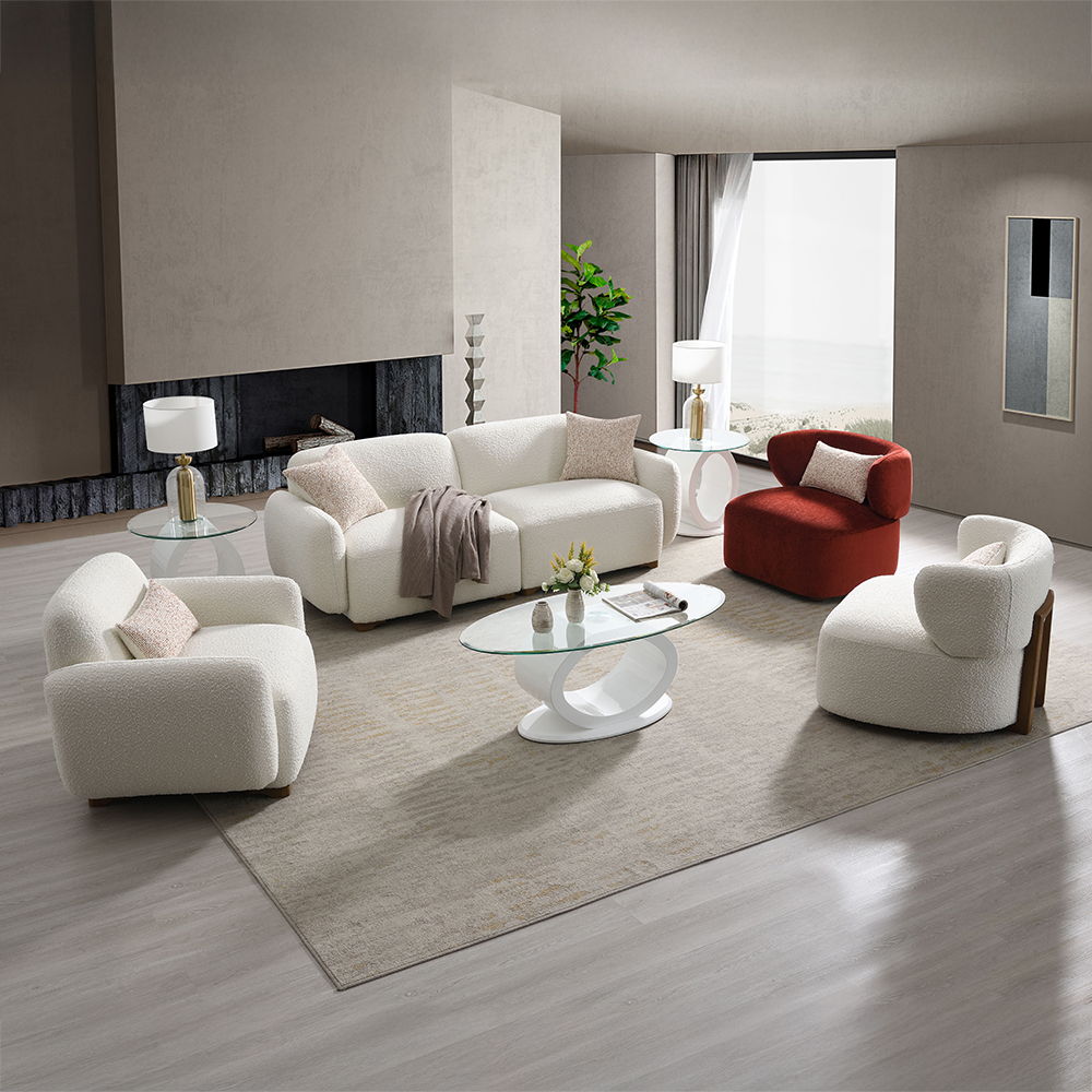 Darius - Sofa With 2 Pillows - Beige Boucle, beige, view 8