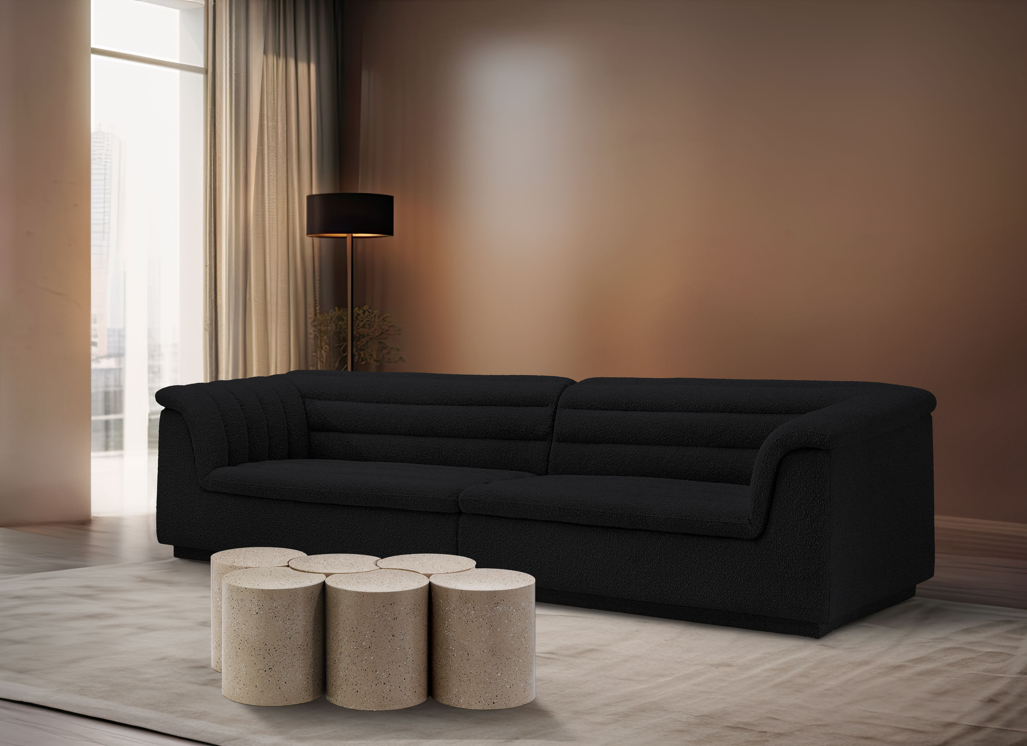 Dimple - 16" 6 Piece Modular Coffee Table - Taupe Terazzo