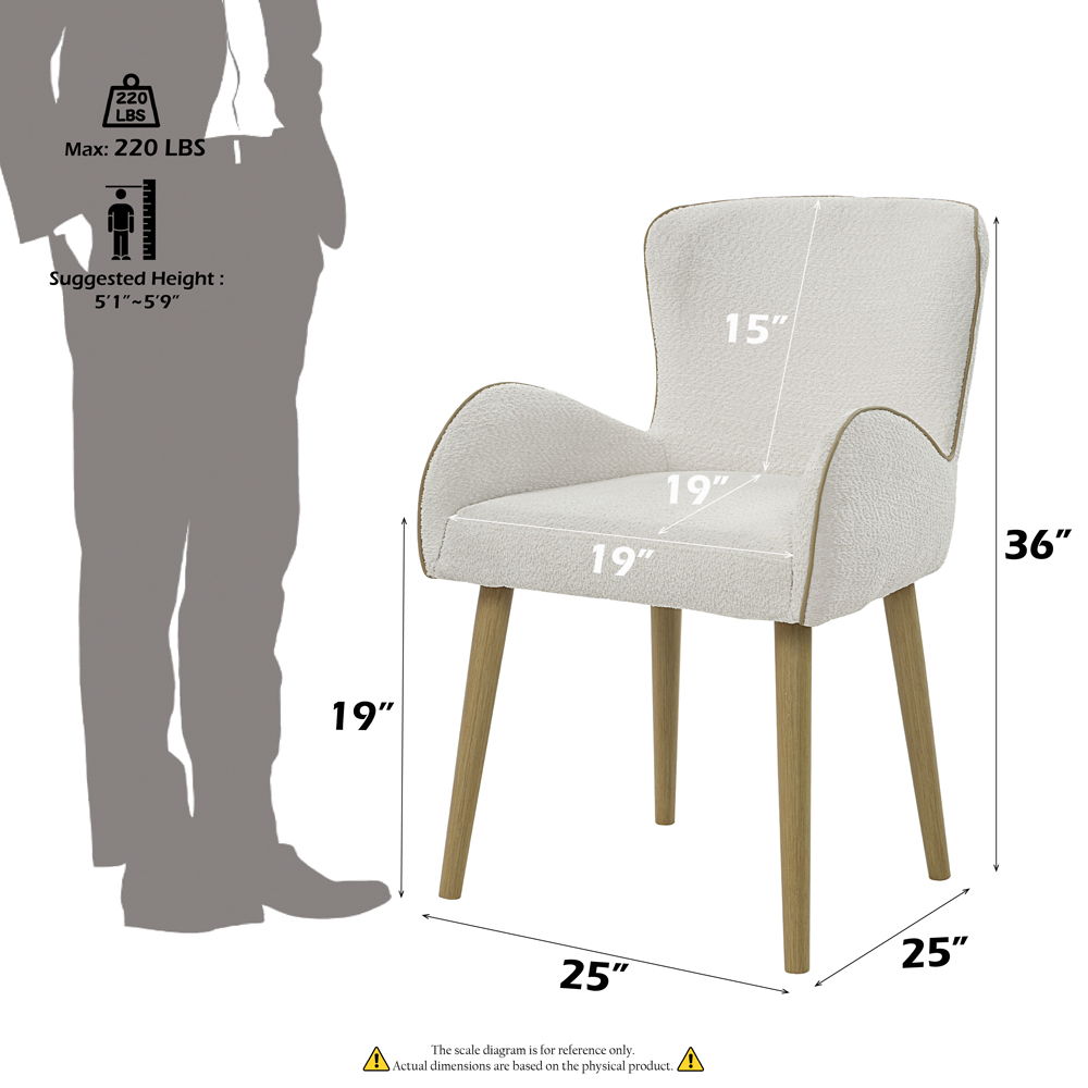 Adalynn - Side Chair (Set of 2) - Beige Boucle & Oak, white, view 7