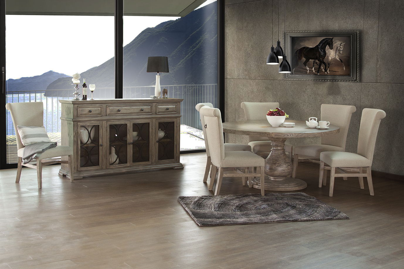 International Furniture Direct Bonanza - Round Dining Pine Table - Light Brown