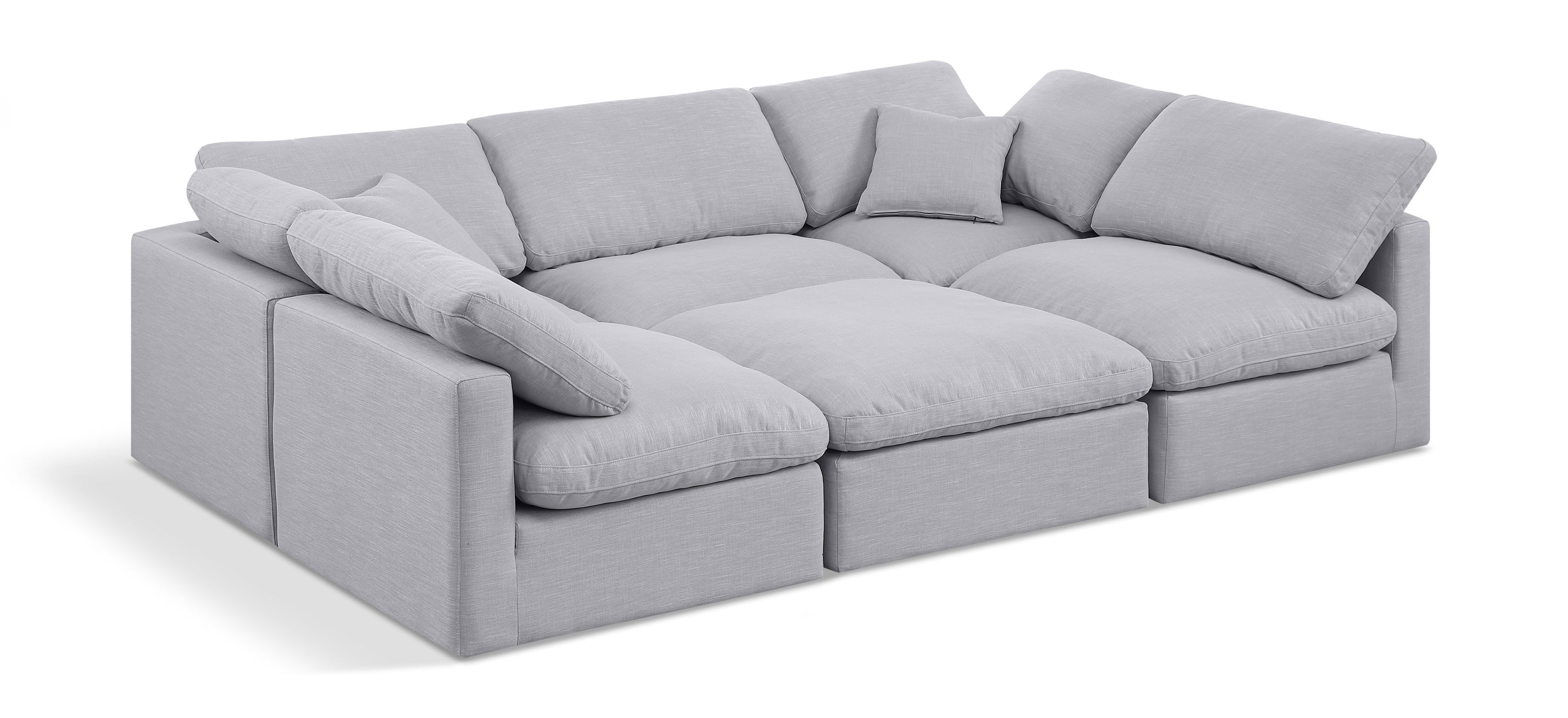 Indulge - Linen 6 Piece Modular Sectional - Gray