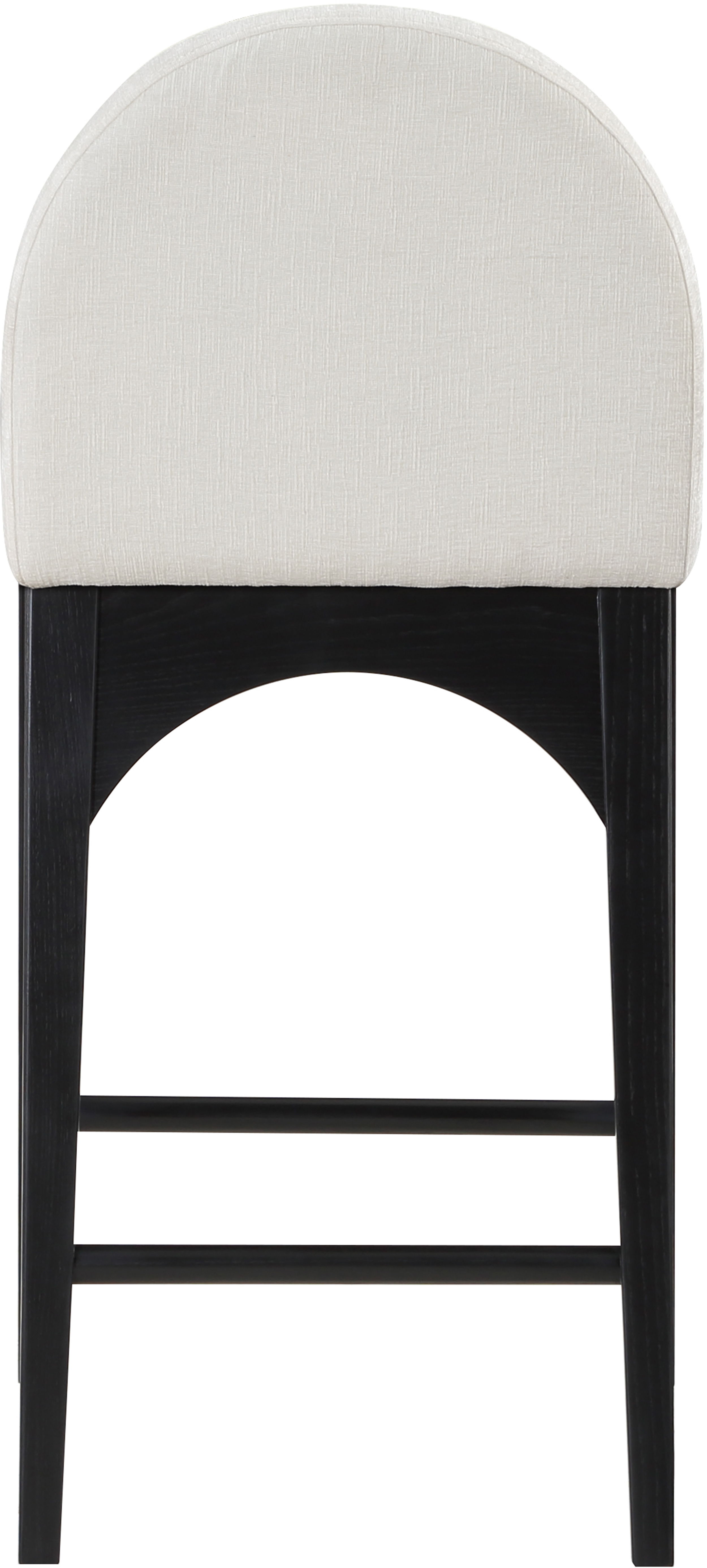 Waldorf - Chenille Stool With Black Legs - Cream