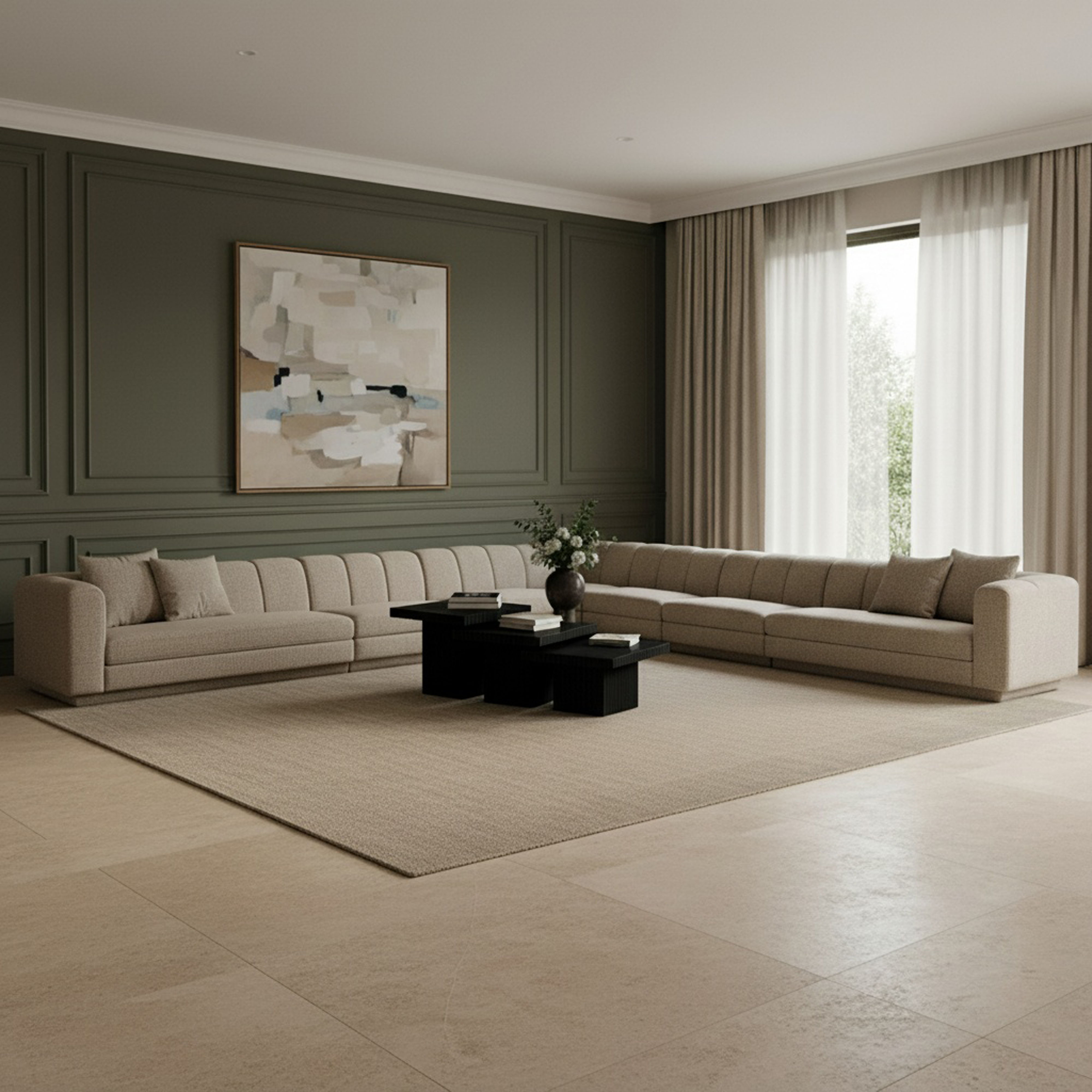 Modari - Fabric Upholstered 7 Piece Modular Sectional - Beige