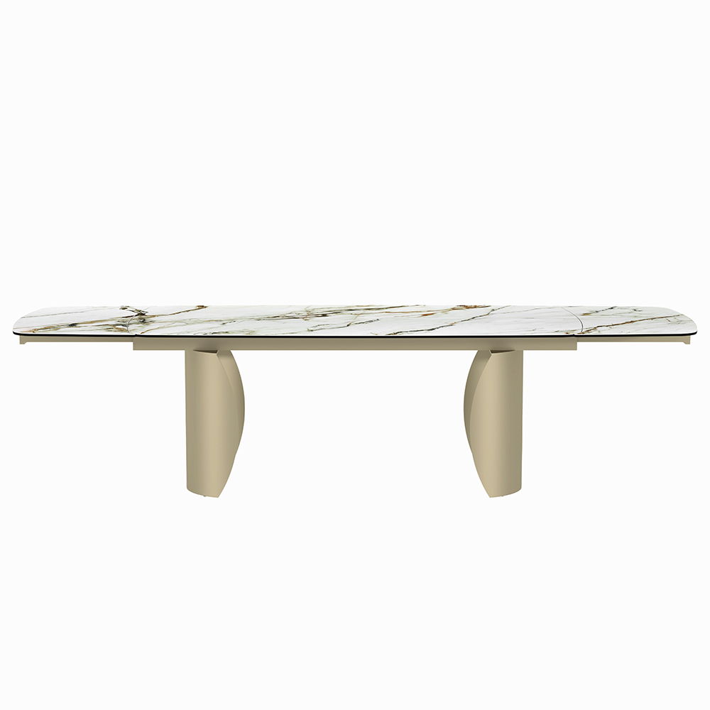 Cora - Dining Table - Ceramic Top & Golden Champange, white, view 3