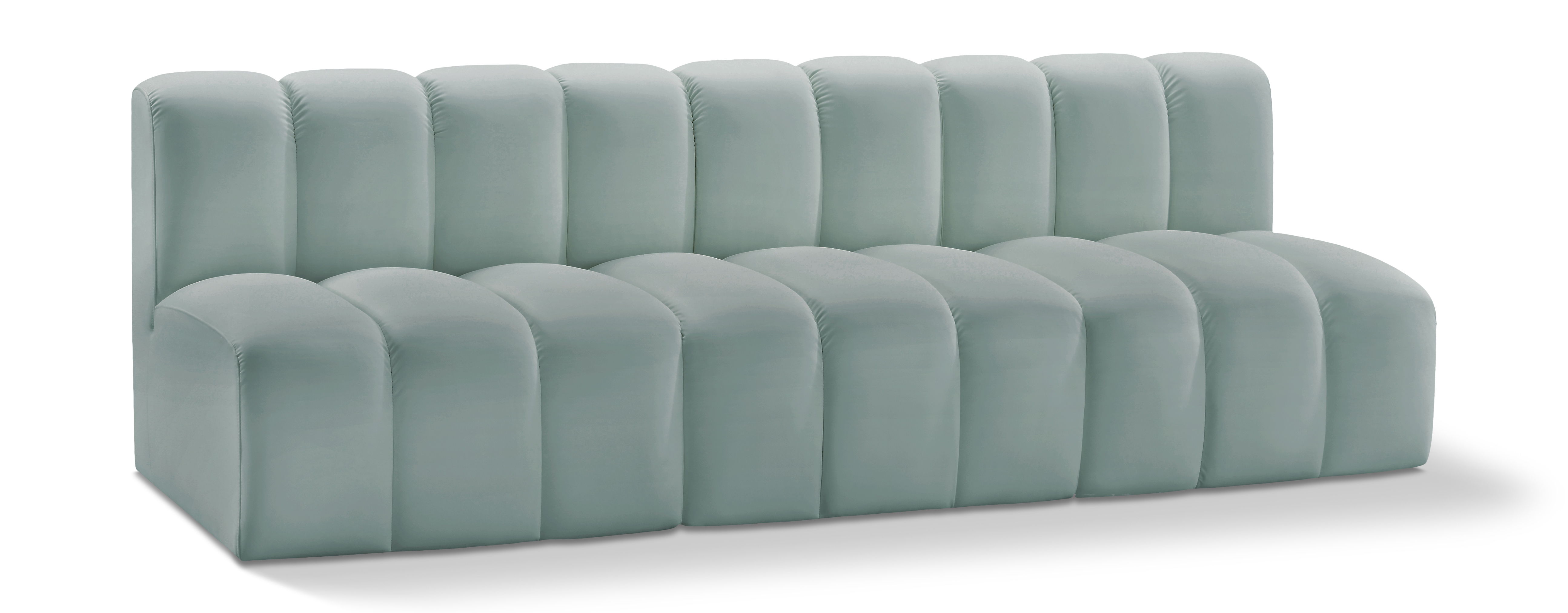 Arc - Faux Leather 3 Seats Modular Sofa - Mint Green