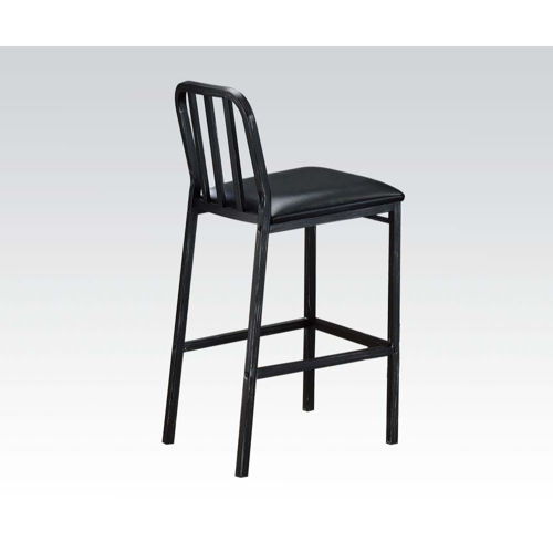 Jodie - Bar Chair (Set of 2) - Black Synthetic Leather & Antique Black, black