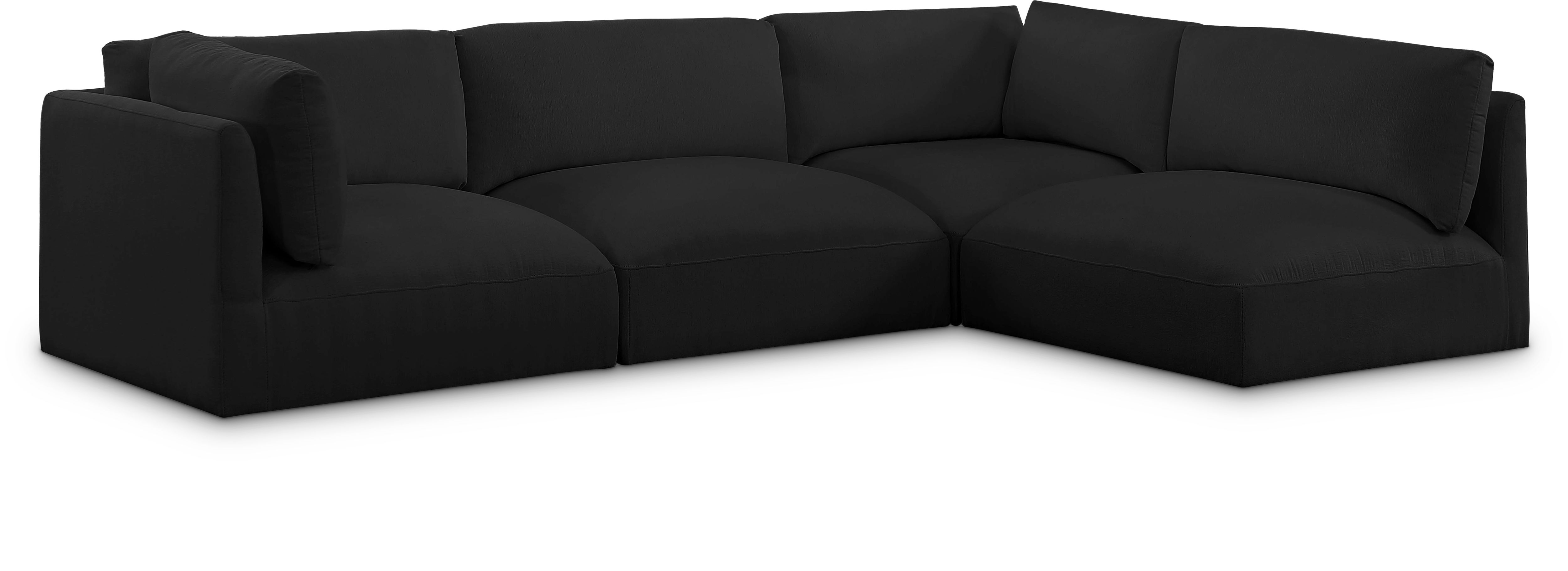 Ease - 4 Piece Modular Corner Sectional - Black