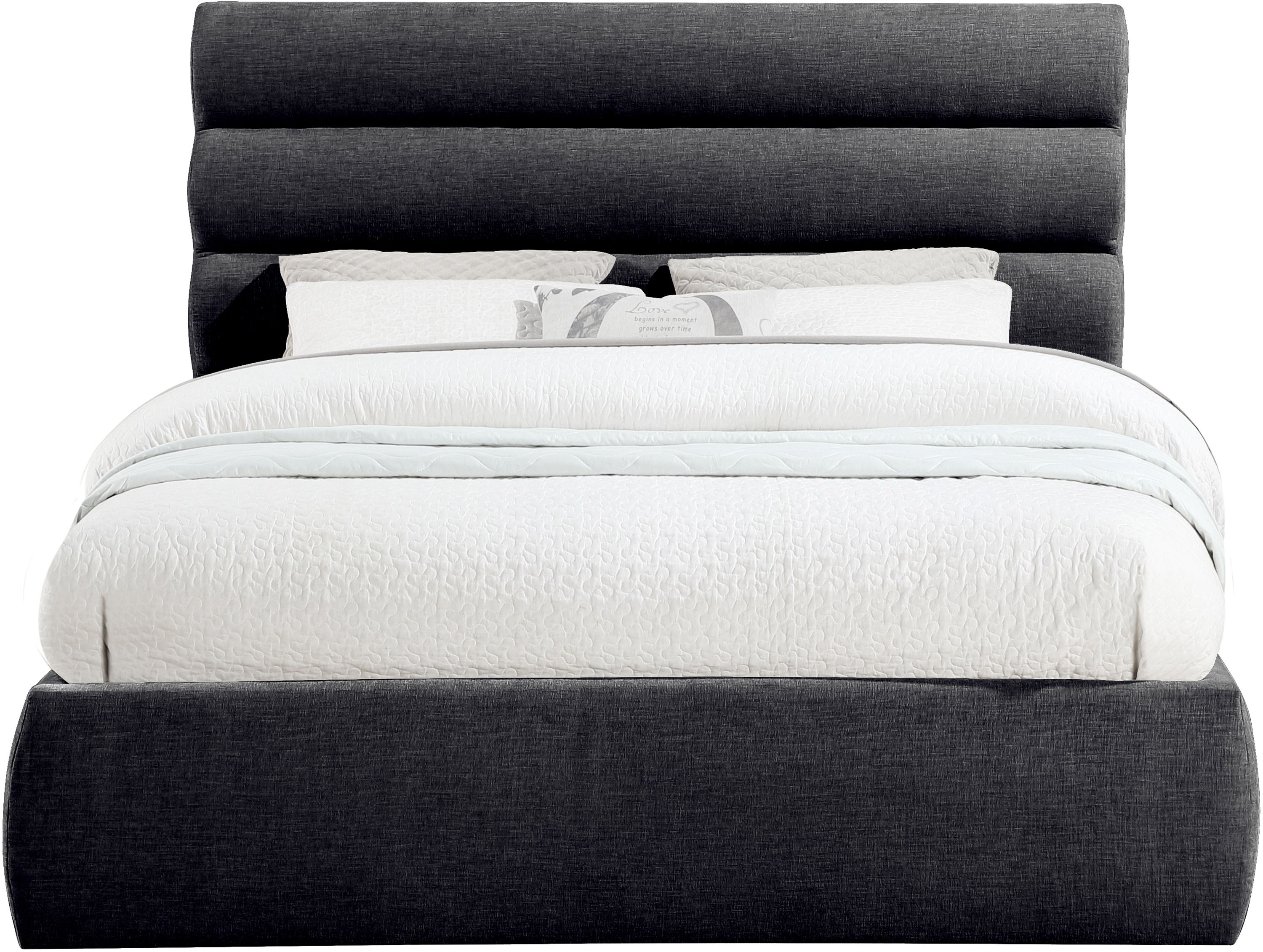 Adam - Chenille Fabric Queen Bed With 52" Headboard - Black