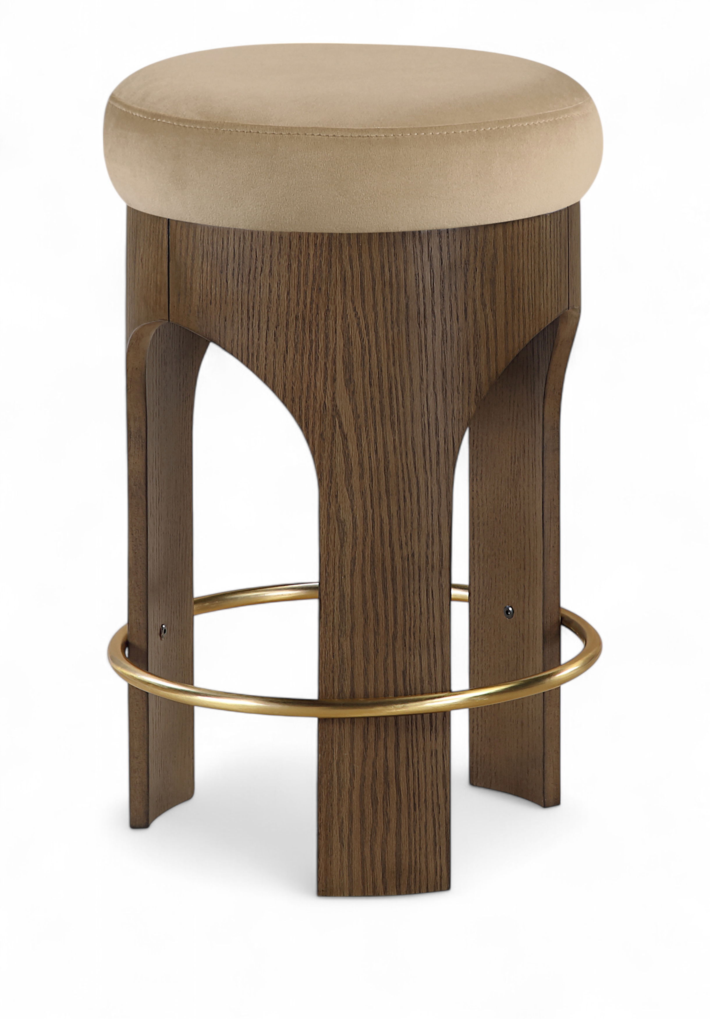 Bocceli - Velvet Upholstered Counter Stool - Beige